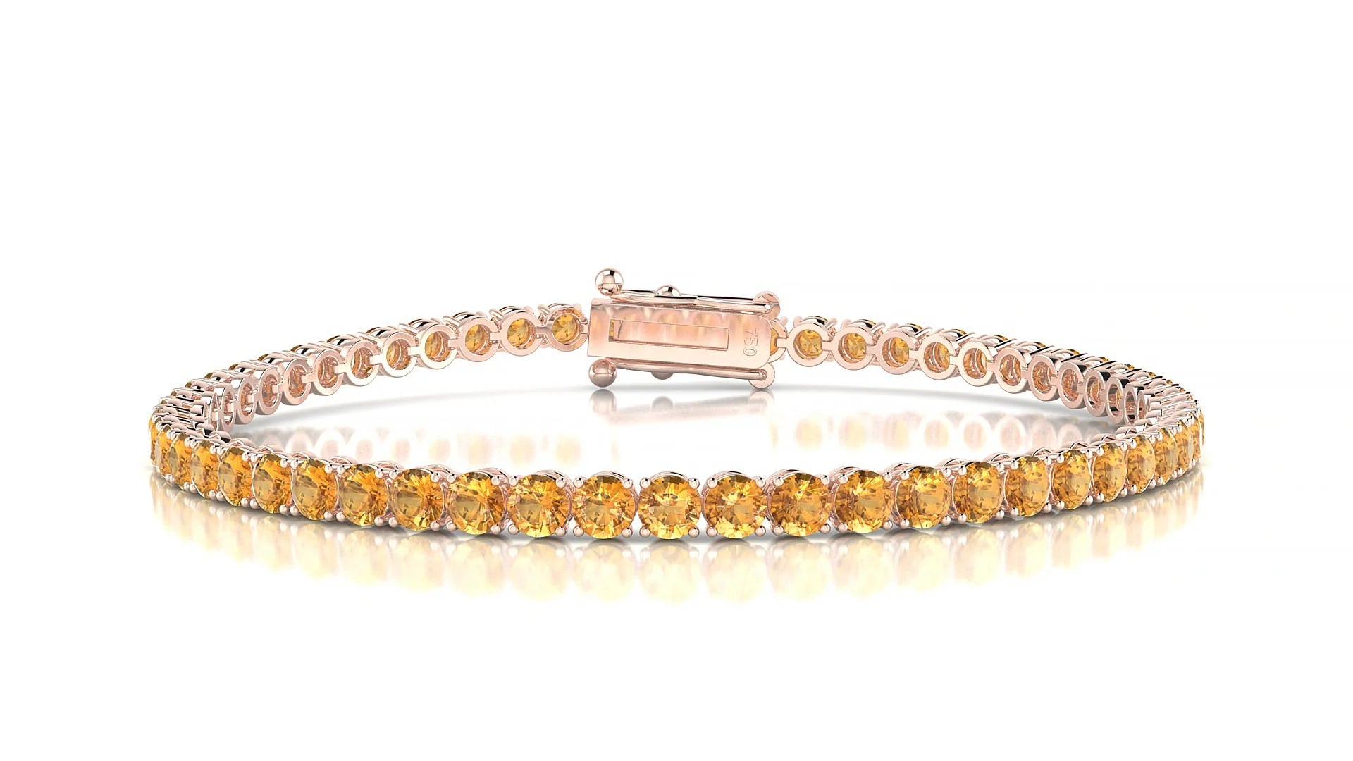 Firenze | 18k Rose Gold 3 mm Round Natural Citrine Tennis Bracelet