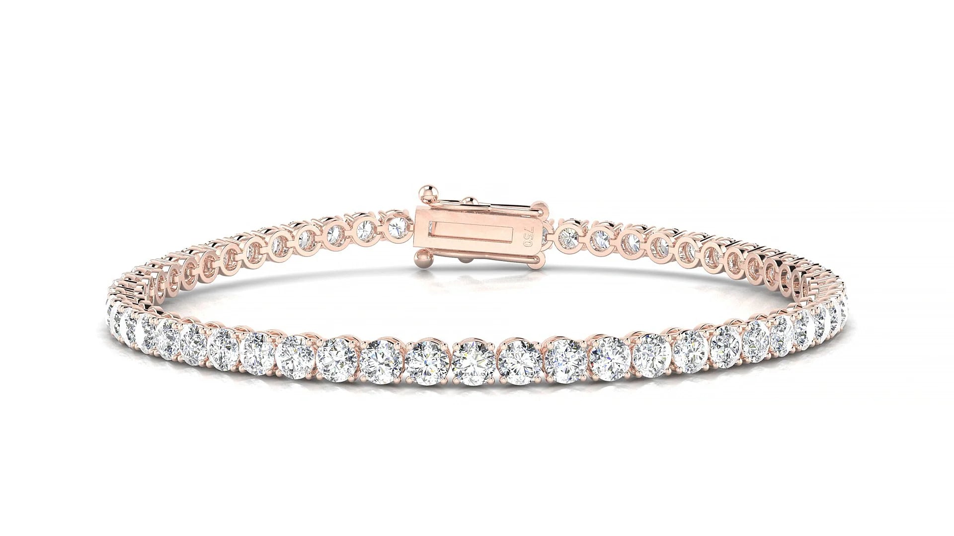 Firenze | 18k Rose Gold 3 mm Round Lab-Grown Diamond 18 cm Tennis Bracelet