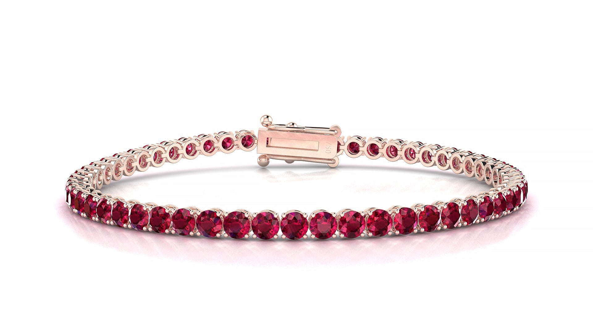 Firenze | 18k Rose Gold 3 mm Round Natural Ruby Tennis Bracelet