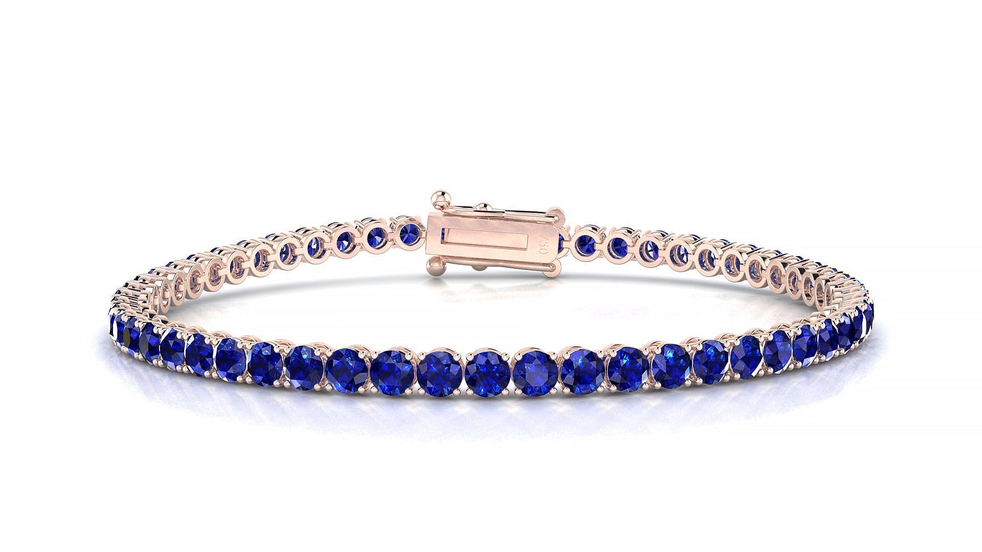 Firenze | 18k Rose Gold 3 mm Round Natural Sapphire Tennis Bracelet