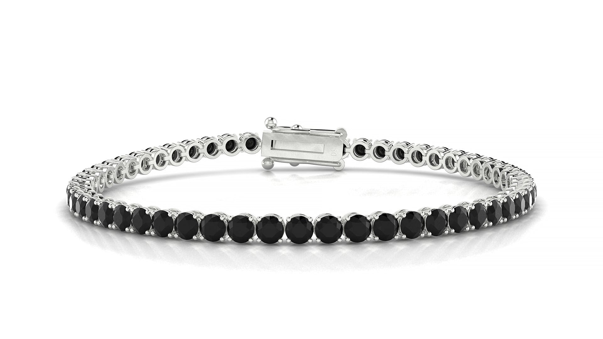 Firenze | 18k White Gold 3 mm Round Natural Black Diamond Tennis Bracelet