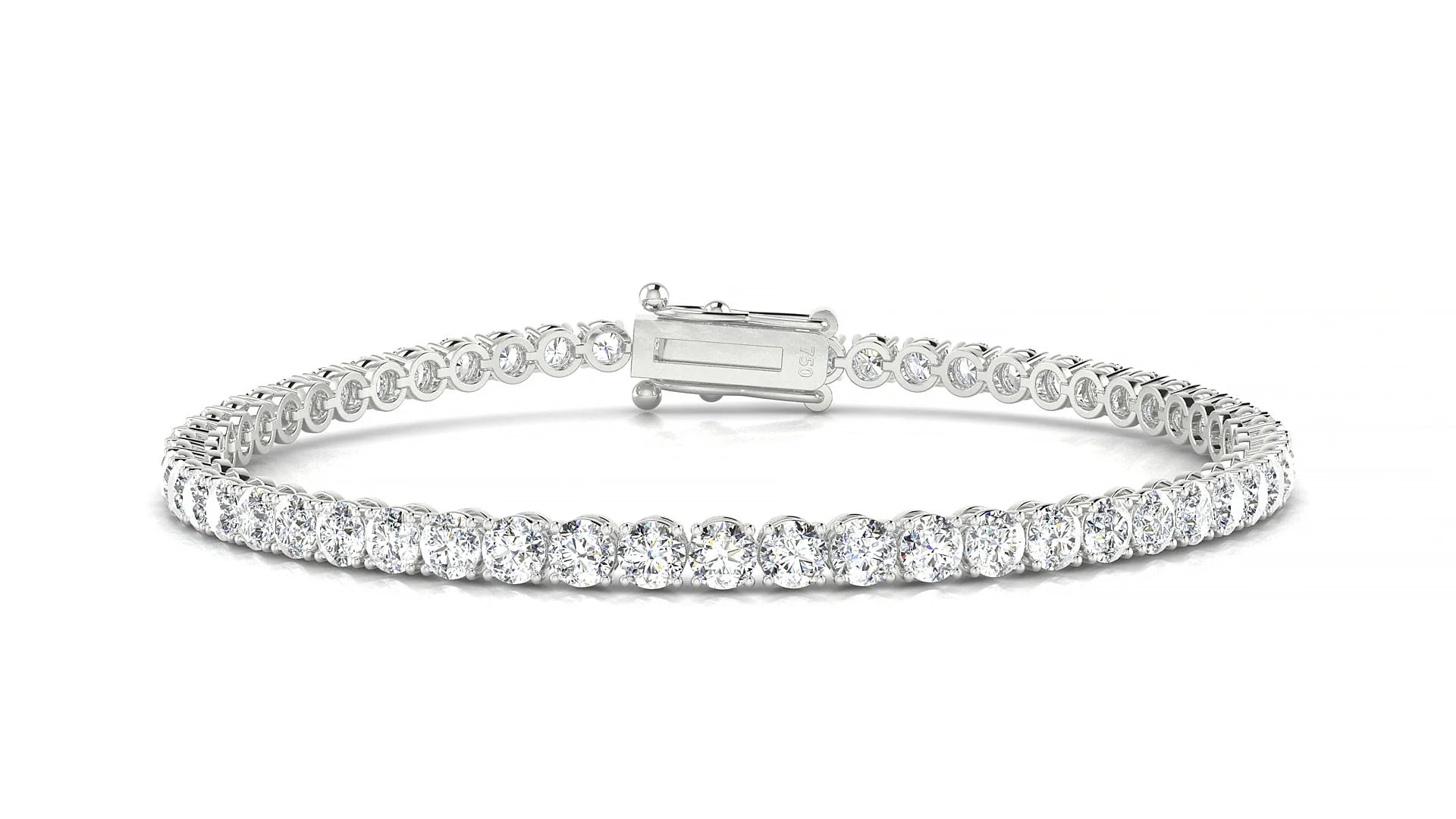 Firenze | 18k White Gold 3 mm Round Lab-Grown Diamond 18 cm Tennis Bracelet