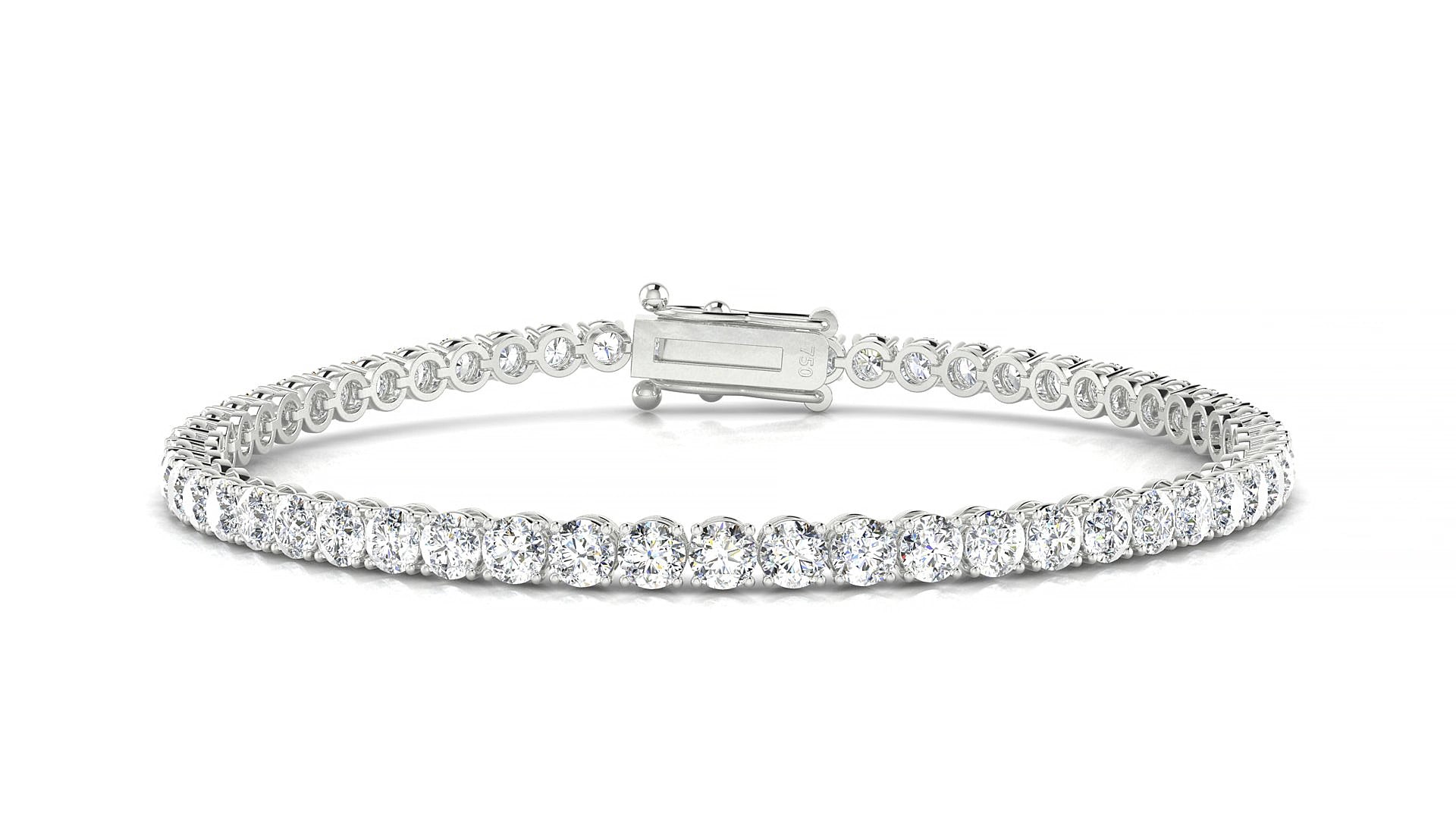 Firenze | 18k White Gold 3 mm Round Lab-Grown Diamond 18 cm Tennis Bracelet