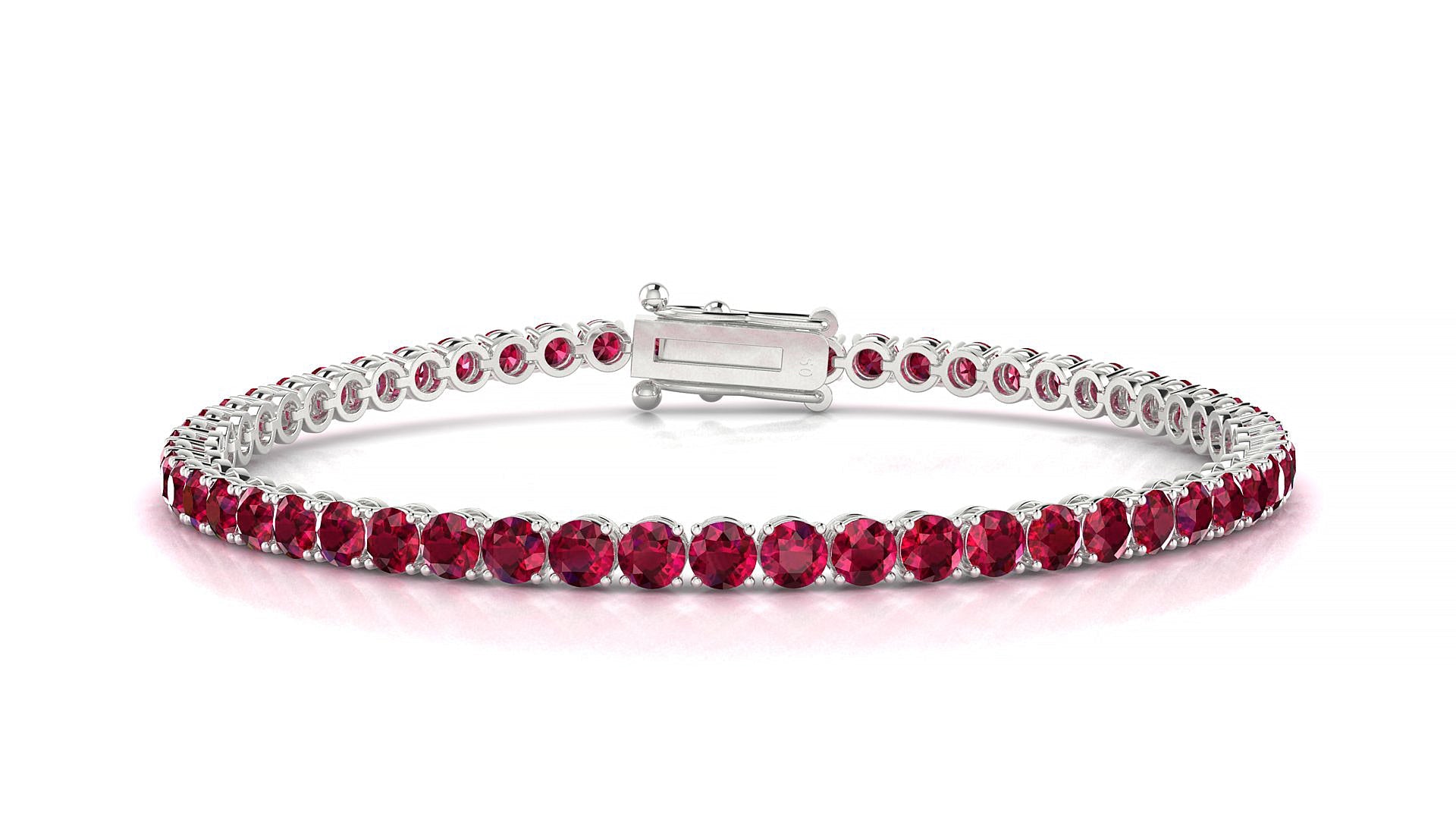 Firenze | 18k White Gold 3 mm Round Natural Ruby Tennis Bracelet