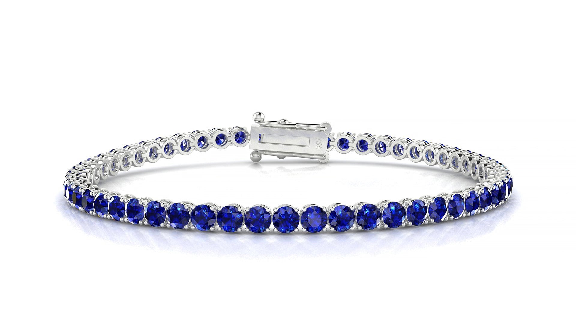 Firenze | 18k White Gold 3 mm Round Natural Sapphire 15 cm Tennis Bracelet