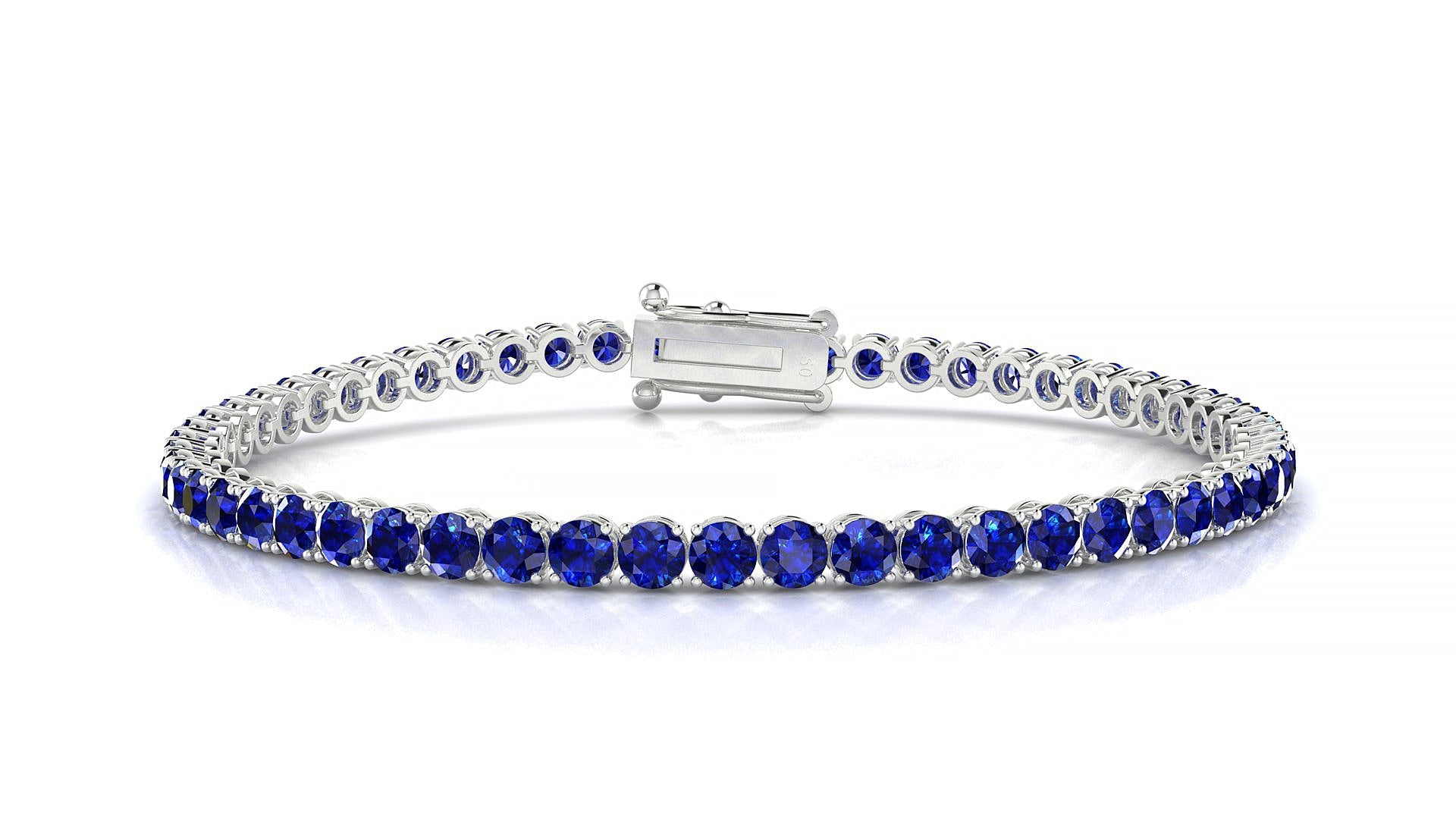 Firenze | 18k White Gold 3 mm Round Natural Sapphire Tennis Bracelet