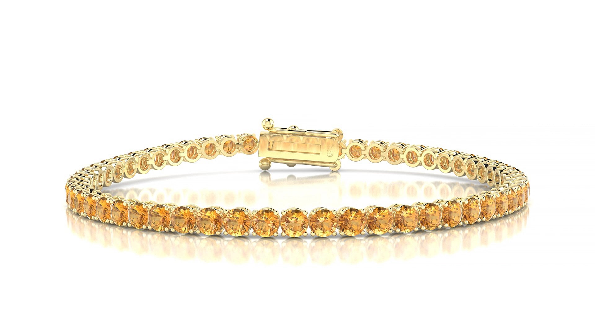 Firenze | 18k Yellow Gold 3 mm Round Natural Citrine 15 cm Tennis Bracelet