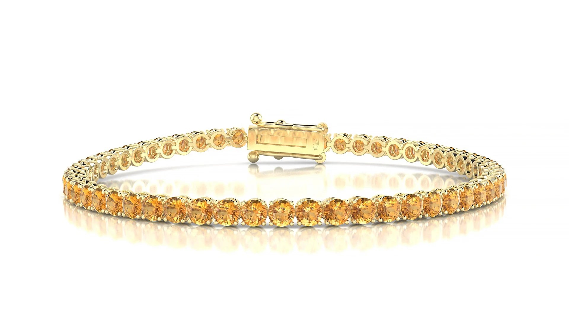 Firenze | 18k Yellow Gold 3 mm Round Natural Citrine Tennis Bracelet