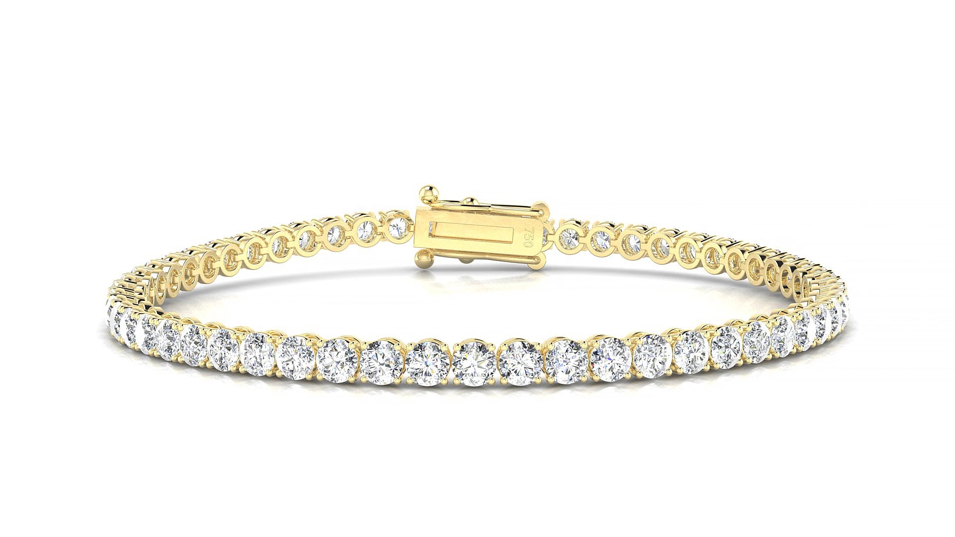 Firenze | 18k Yellow Gold 3 mm Round Natural Diamond 15 cm Tennis Bracelet