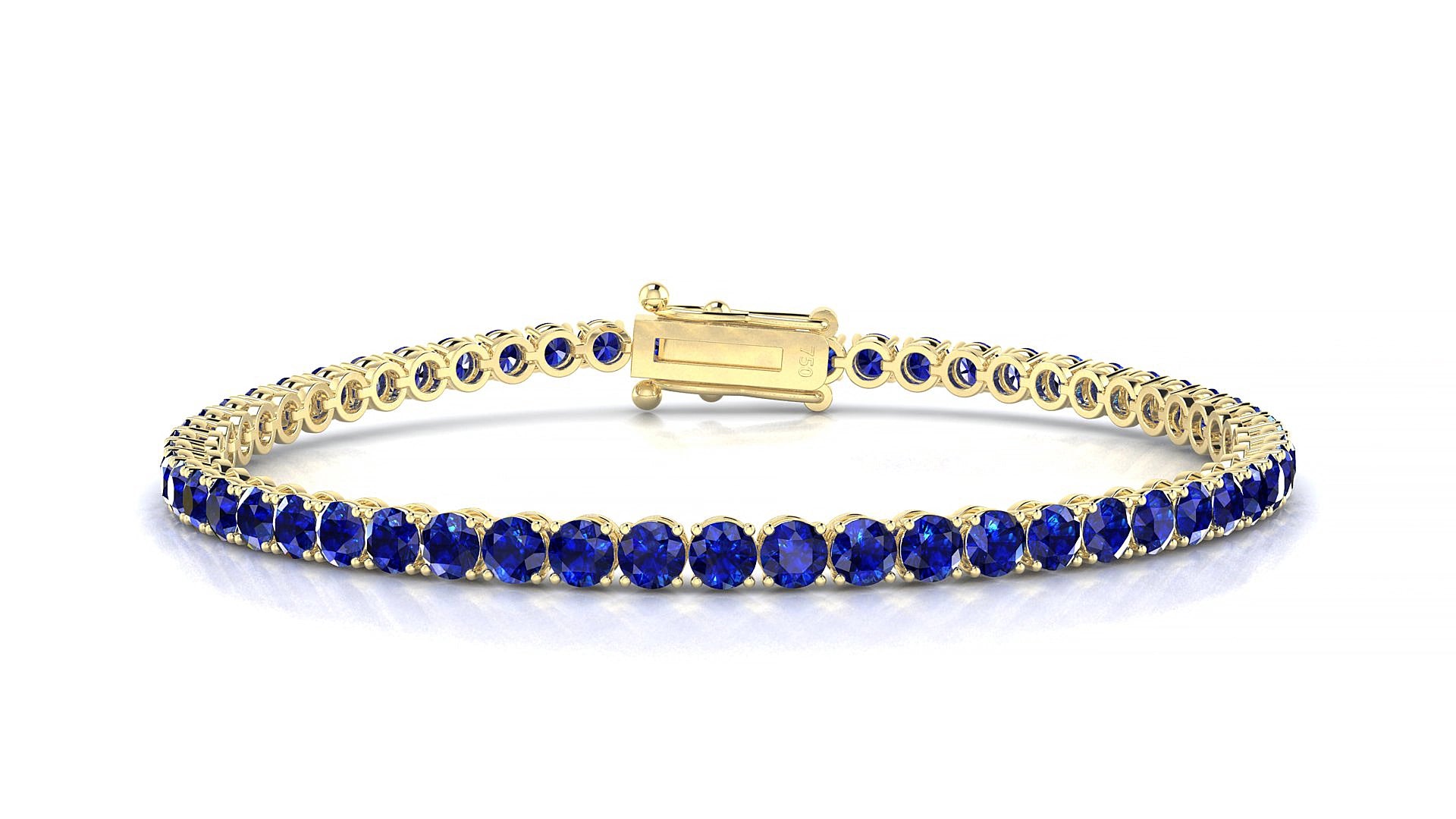 Firenze | 18k Yellow Gold 3 mm Round Natural Sapphire 15 cm Tennis Bracelet