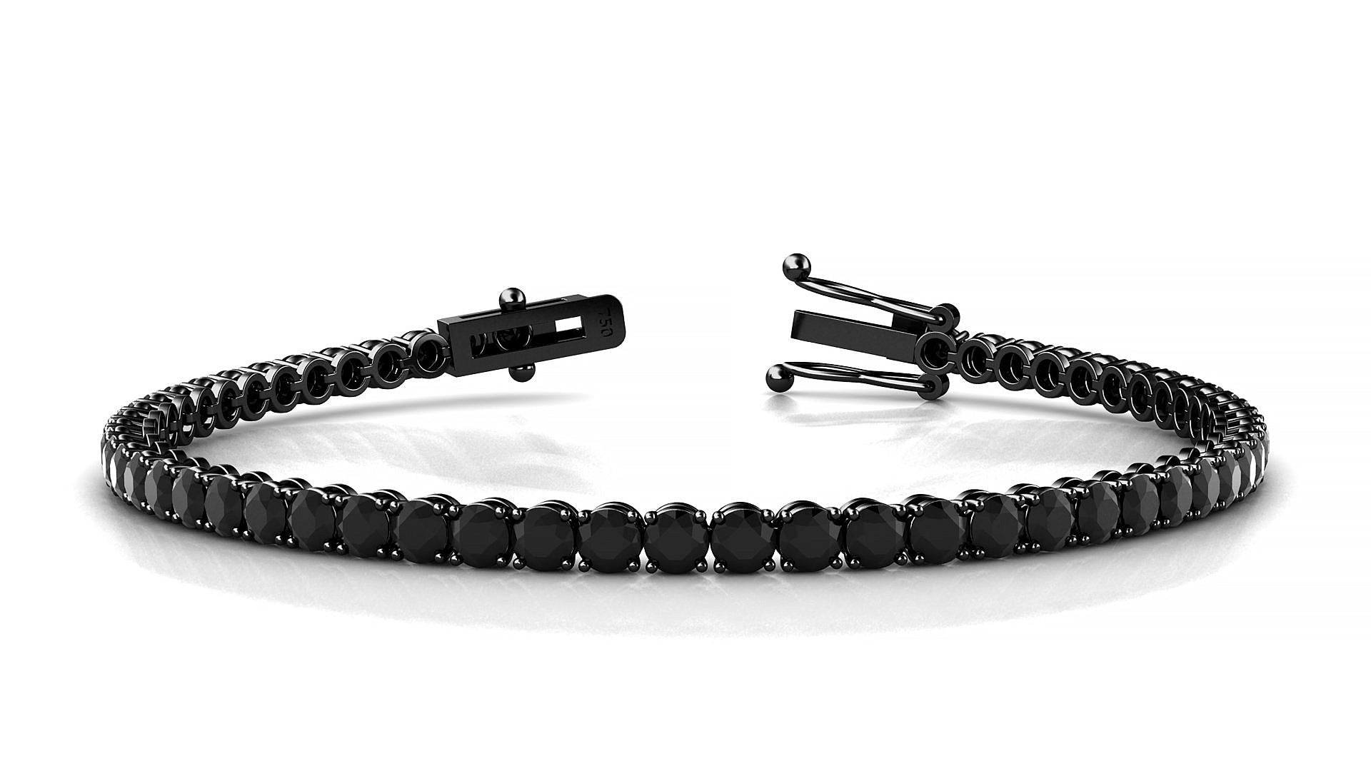Firenze | 18k Black Gold 3 mm Round Natural Black Diamond Tennis Bracelet