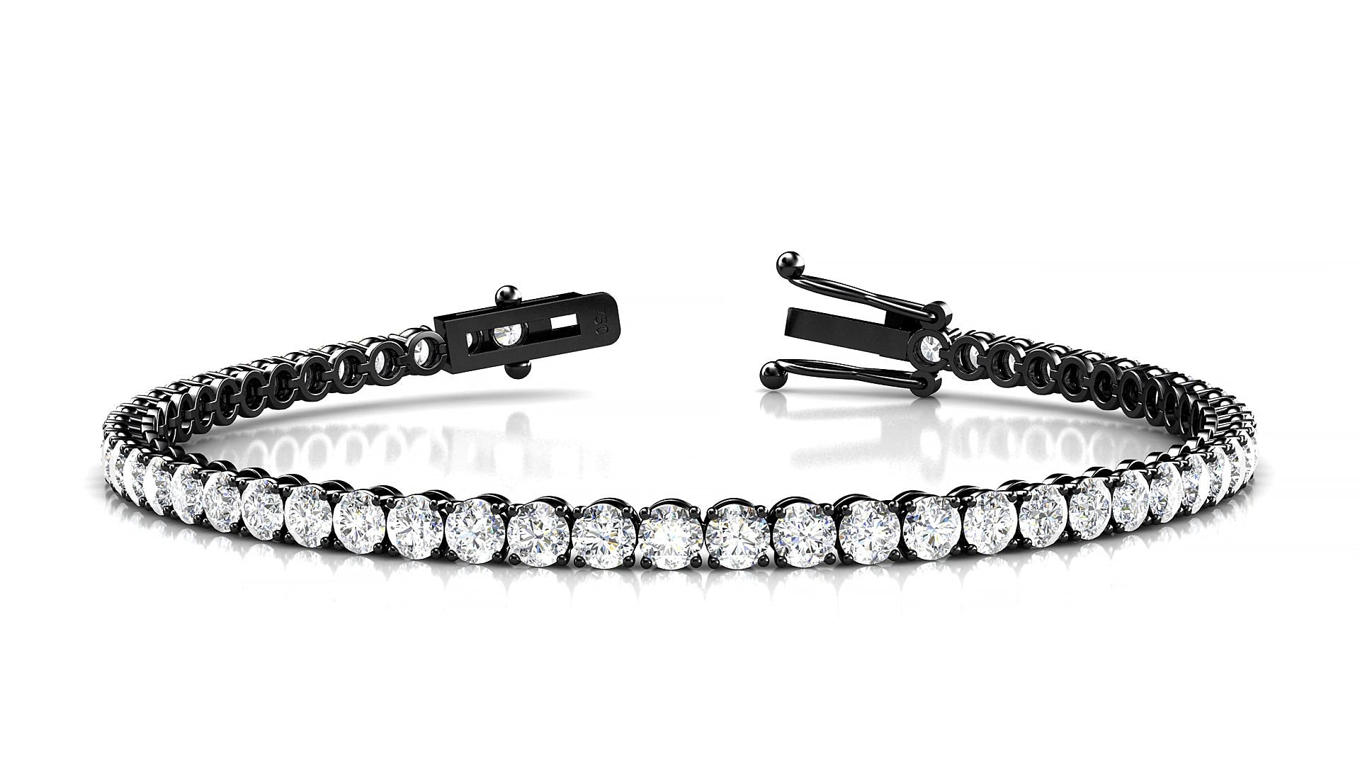 Firenze | 18k Black Gold 3 mm Round Natural Diamond 18 cm Tennis Bracelet