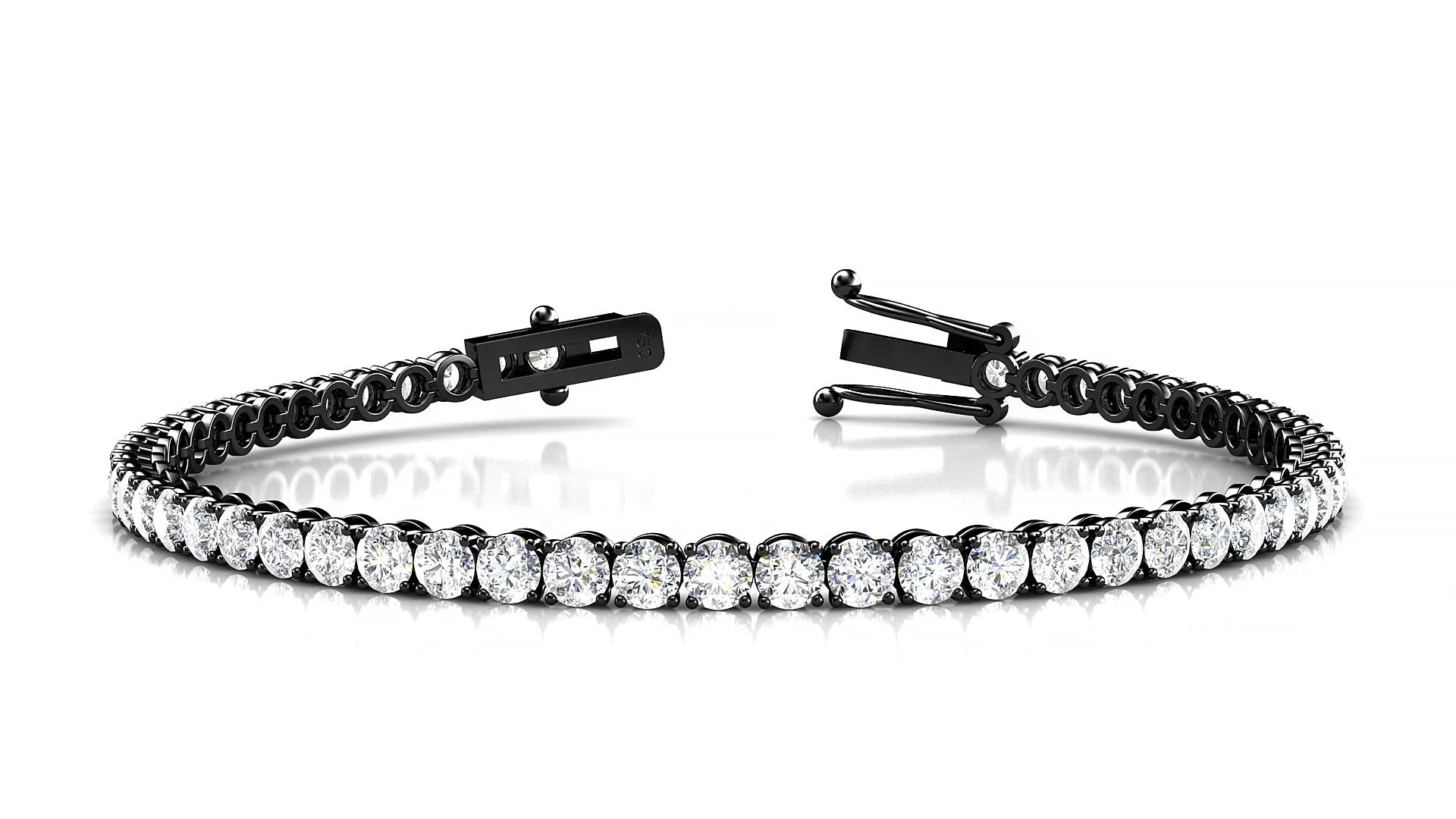 Firenze | 18k Black Gold 3 mm Round Lab-Grown Diamond 18 cm Tennis Bracelet