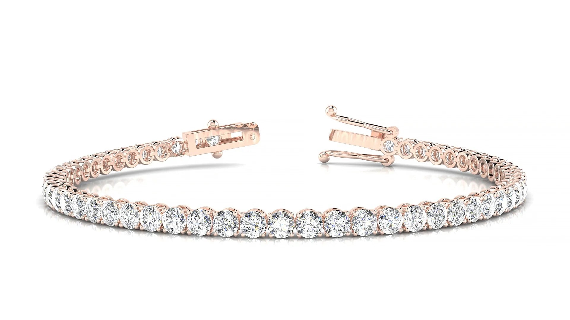 Firenze | 18k Rose Gold 3 mm Round Lab-Grown Diamond 18 cm Tennis Bracelet