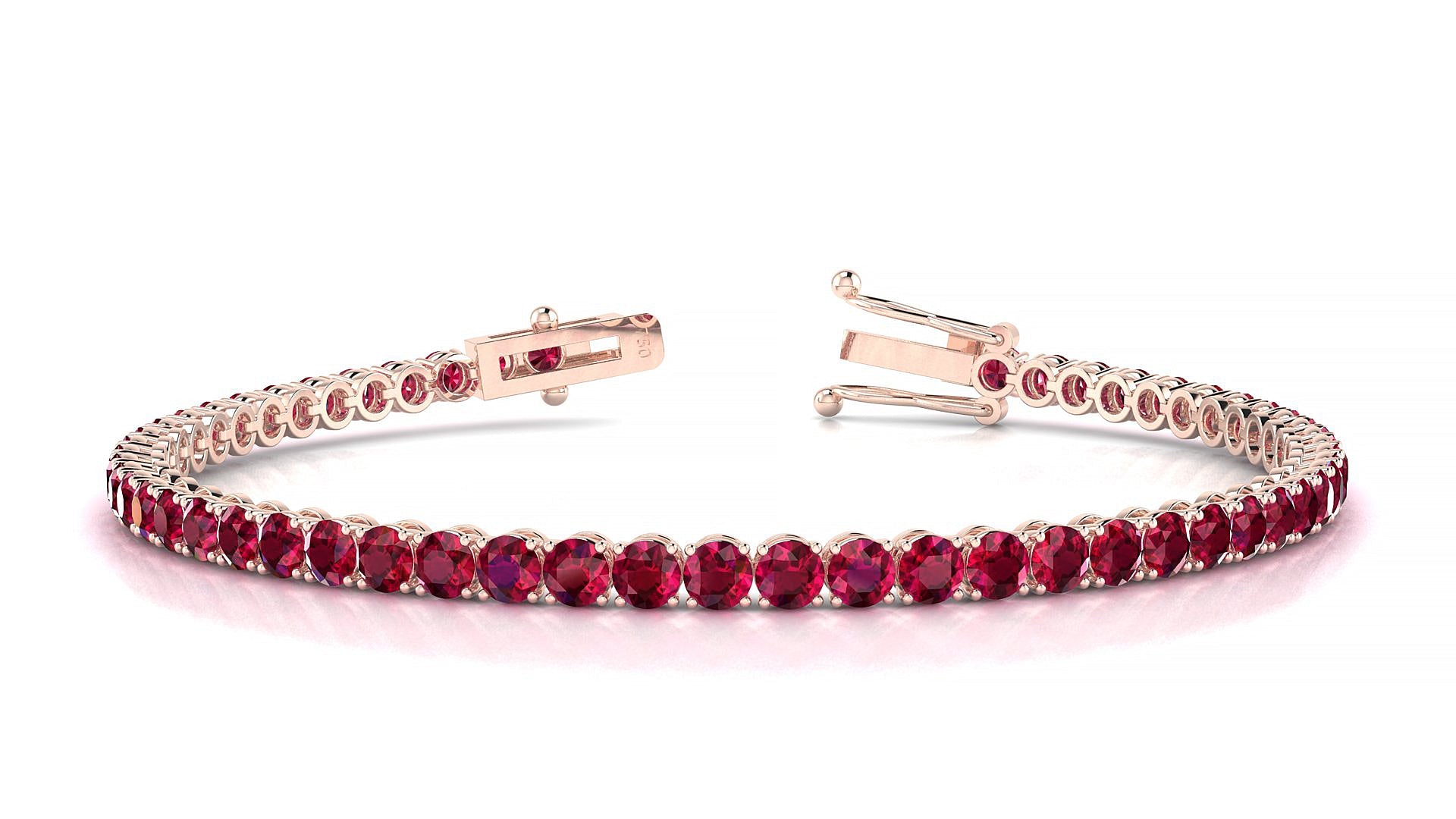 Firenze | 18k Rose Gold 3 mm Round Natural Ruby Tennis Bracelet