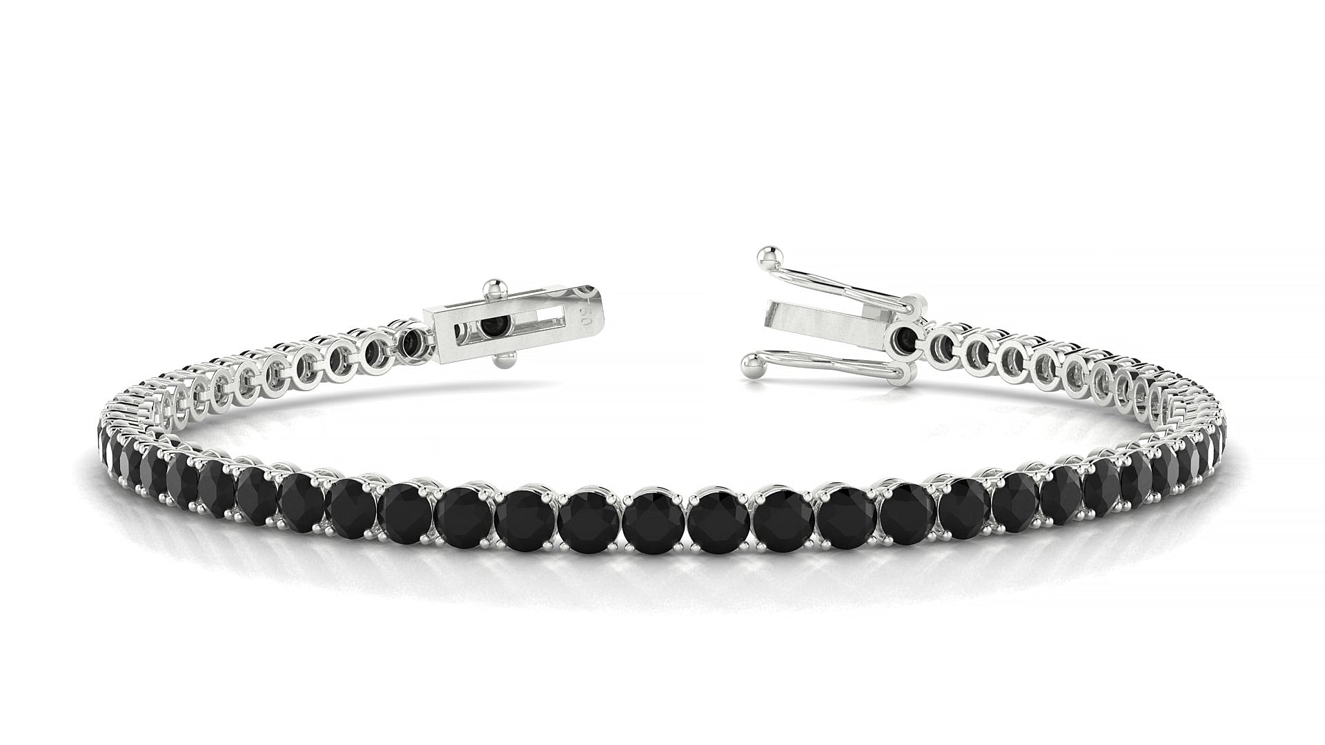 Firenze | 18k White Gold 3 mm Round Natural Black Diamond Tennis Bracelet