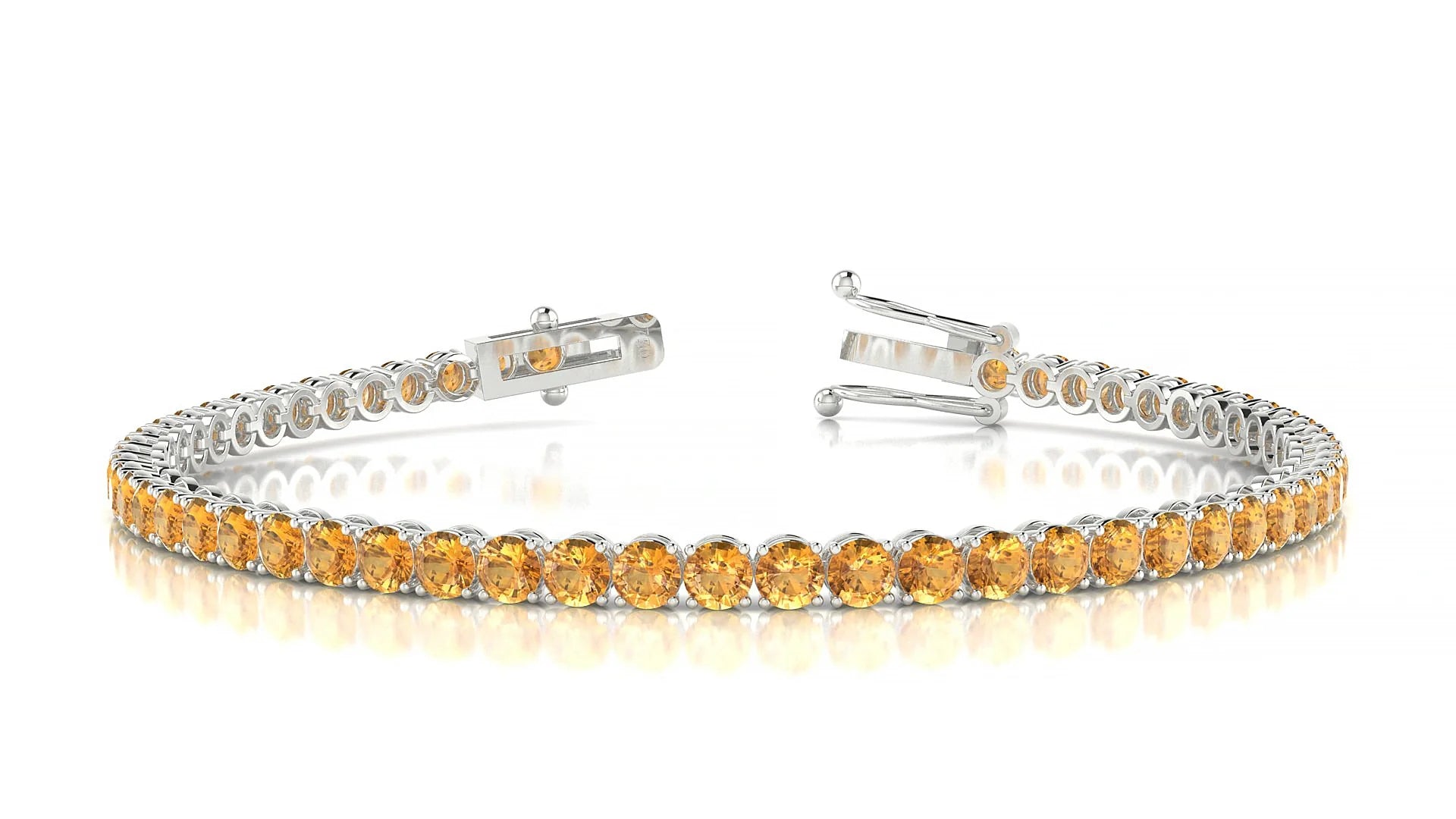 Firenze | 18k White Gold 3 mm Round Natural Citrine Tennis Bracelet