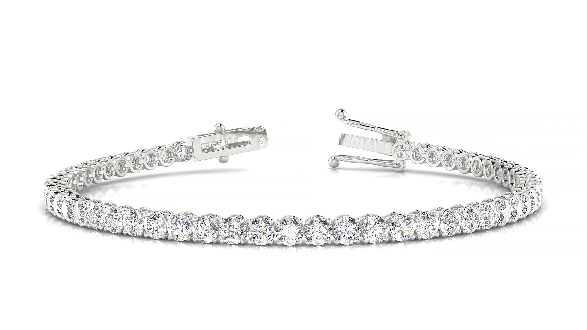 Firenze | 18k White Gold 3 mm Round Natural Diamond 15 cm Tennis Bracelet