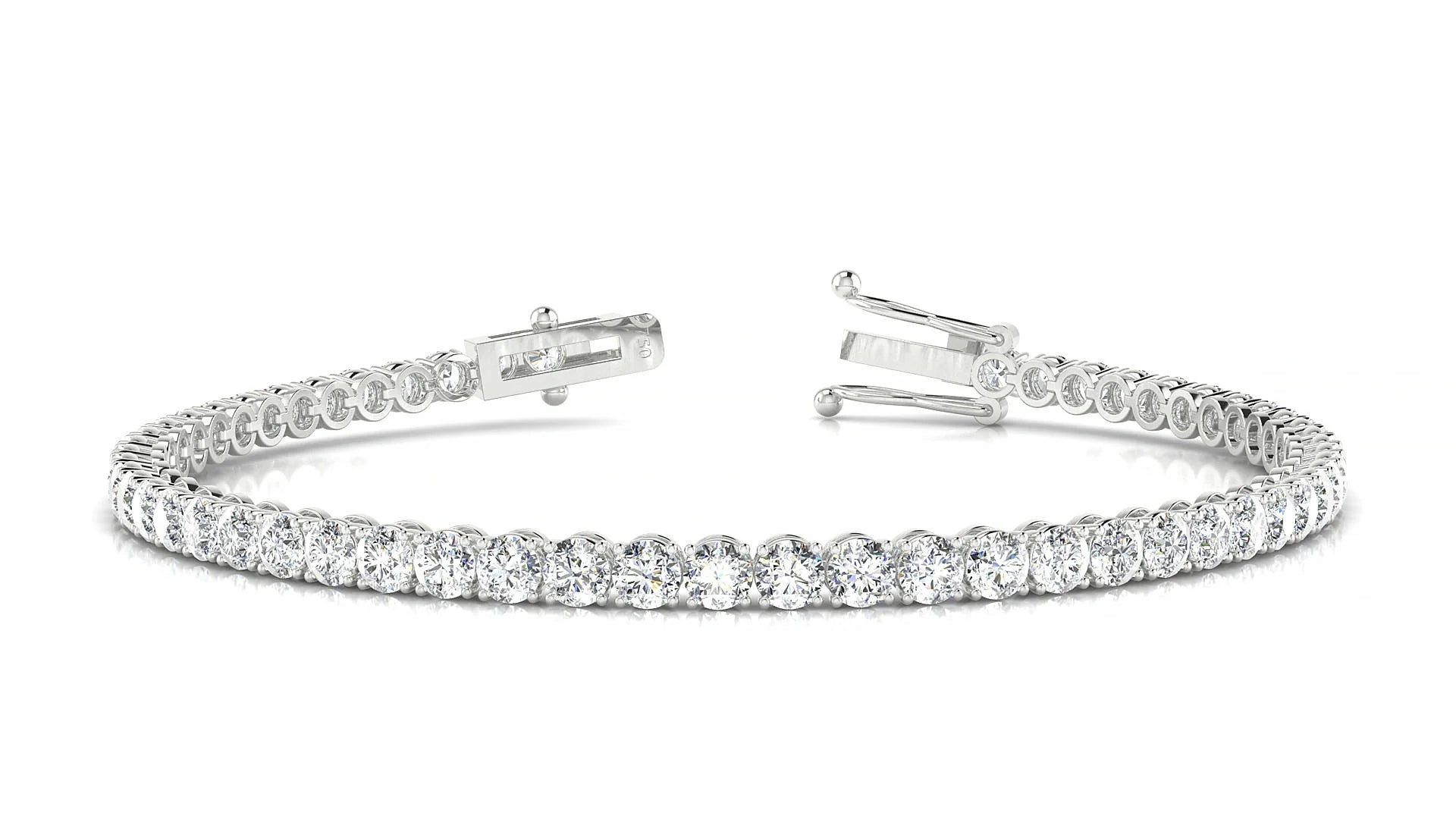 Firenze | 18k White Gold 3 mm Round Lab-Grown Diamond 18 cm Tennis Bracelet
