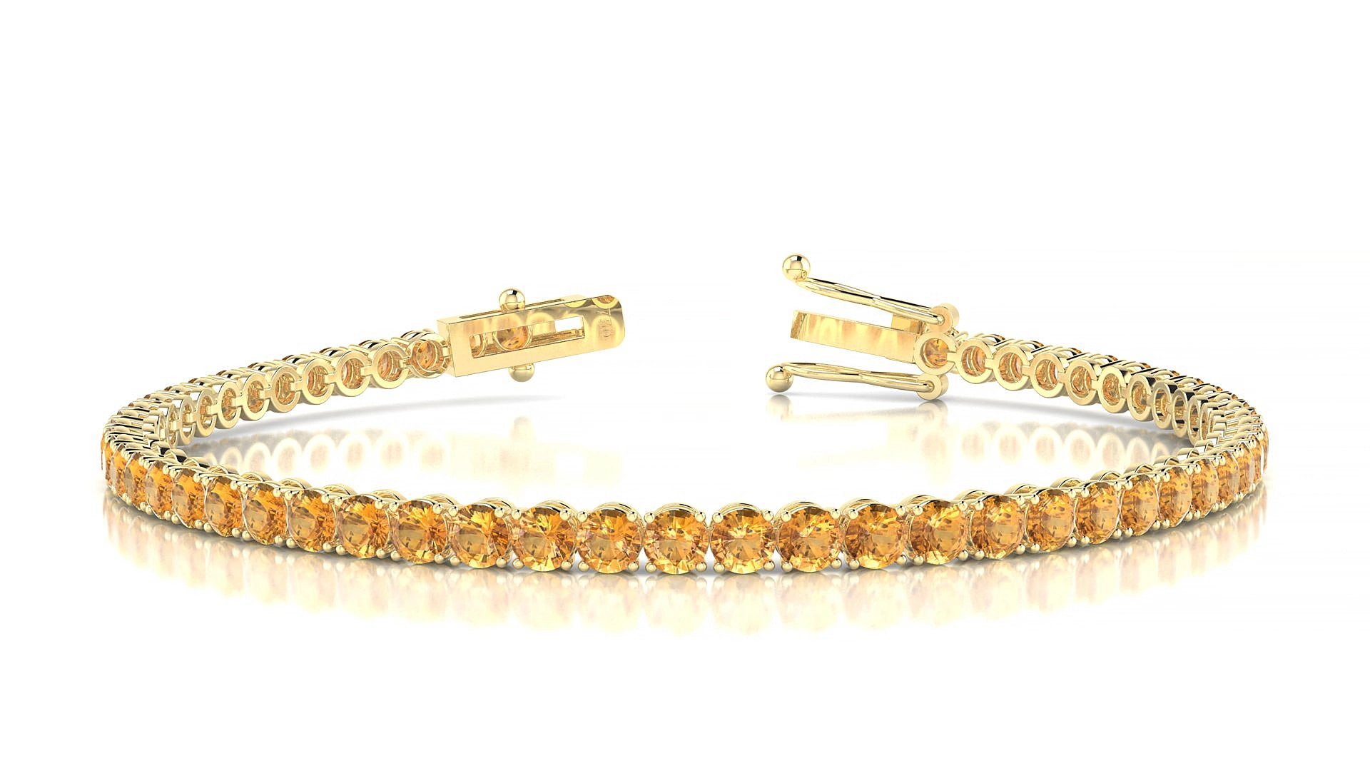 Firenze | 18k Yellow Gold 3 mm Round Natural Citrine 15 cm Tennis Bracelet
