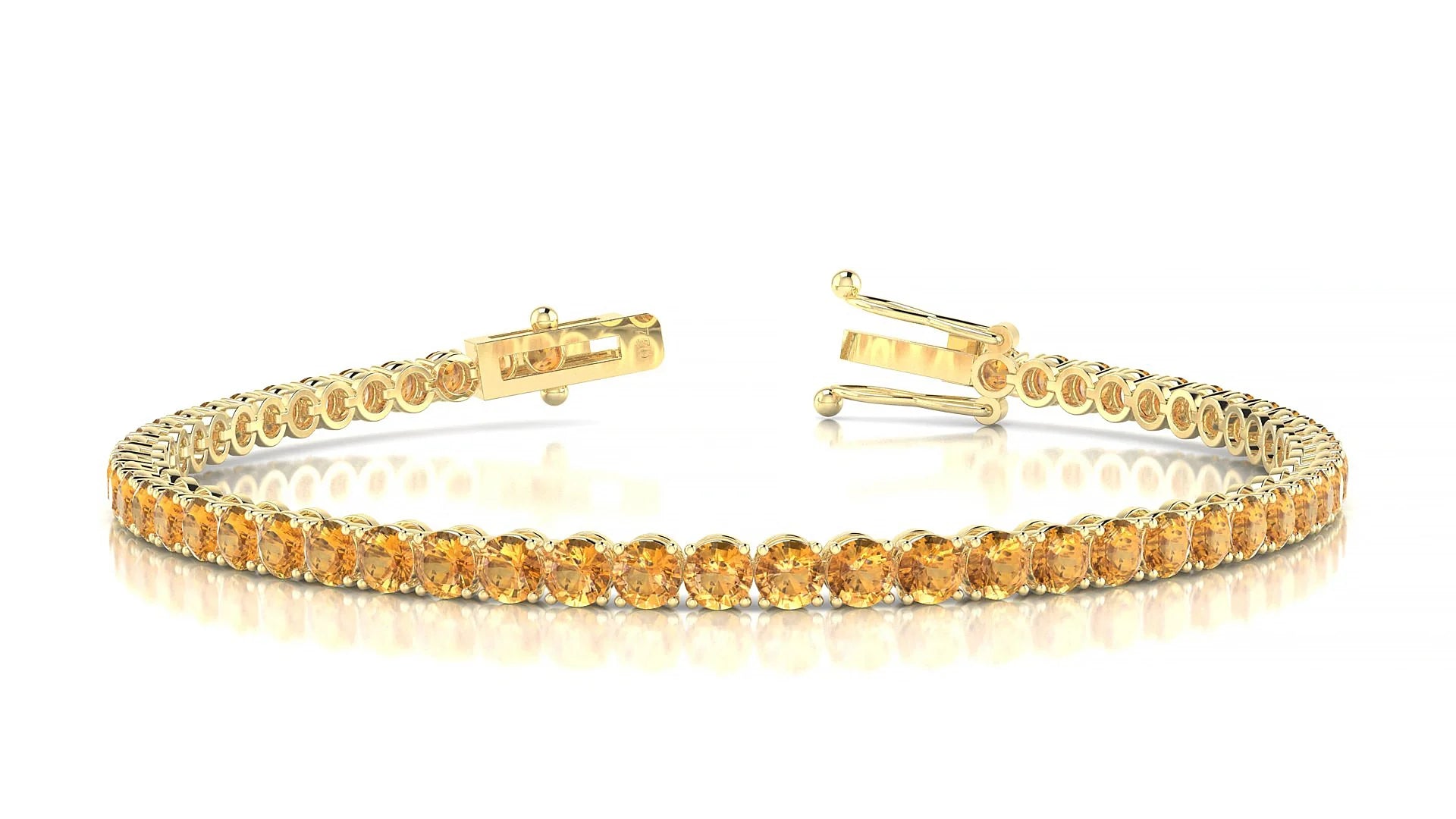 Firenze | 18k Yellow Gold 3 mm Round Natural Citrine Tennis Bracelet