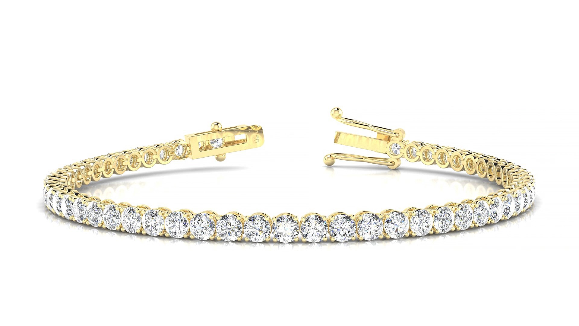 Firenze | 18k Yellow Gold 3 mm Round Lab-Grown Diamond 15 cm Tennis Bracelet