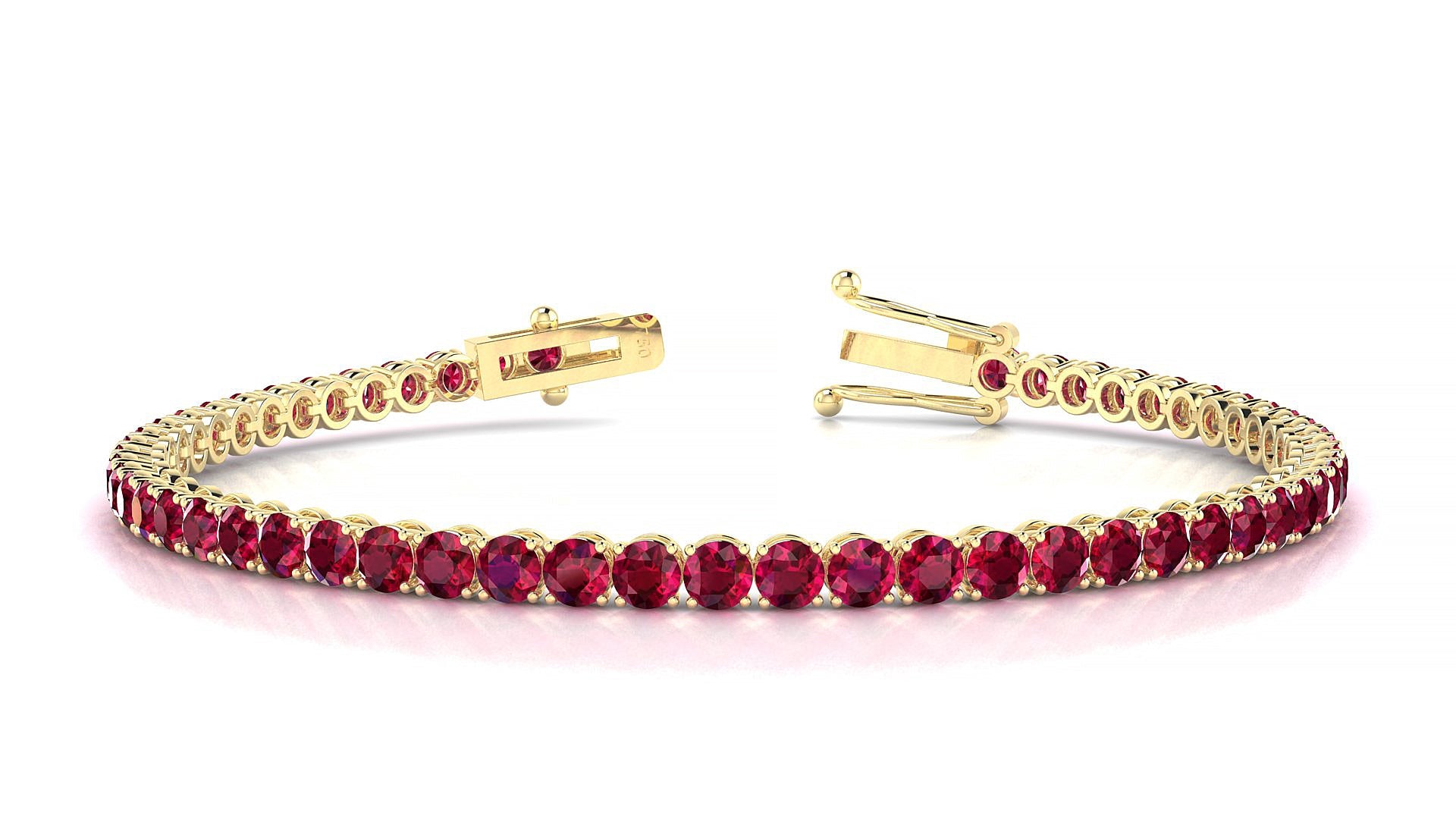 Firenze | 18k Yellow Gold 3 mm Round Natural Ruby Tennis Bracelet