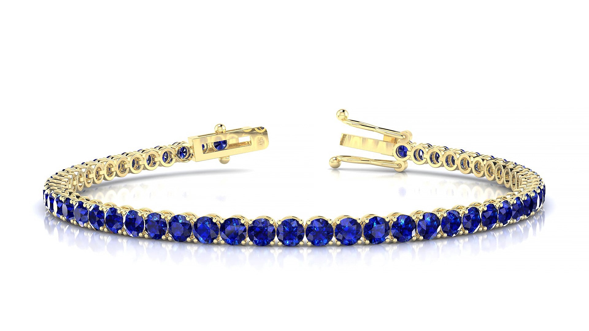 Firenze | 18k Yellow Gold 3 mm Round Natural Sapphire 17 cm Tennis Bracelet