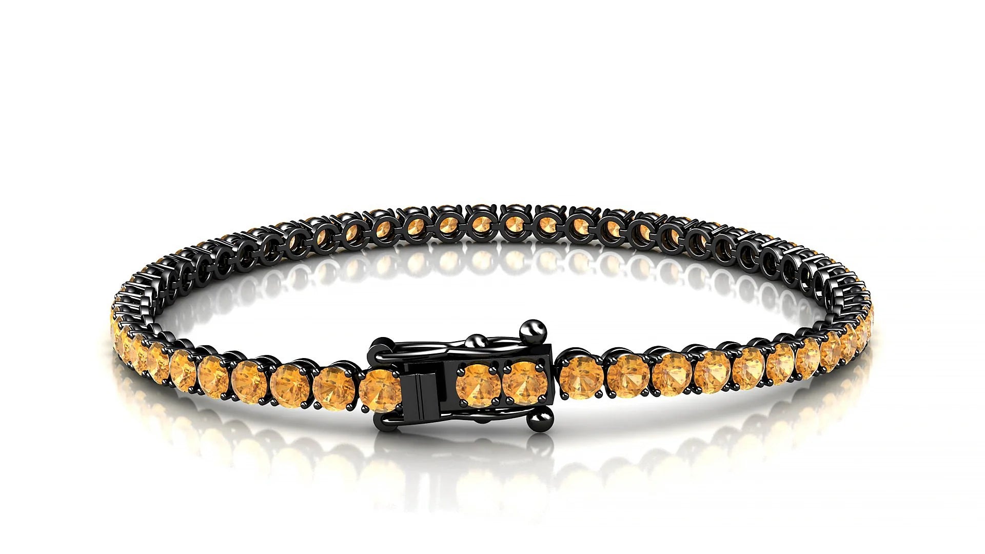 Firenze | 18k Black Gold 3 mm Round Natural Citrine Tennis Bracelet