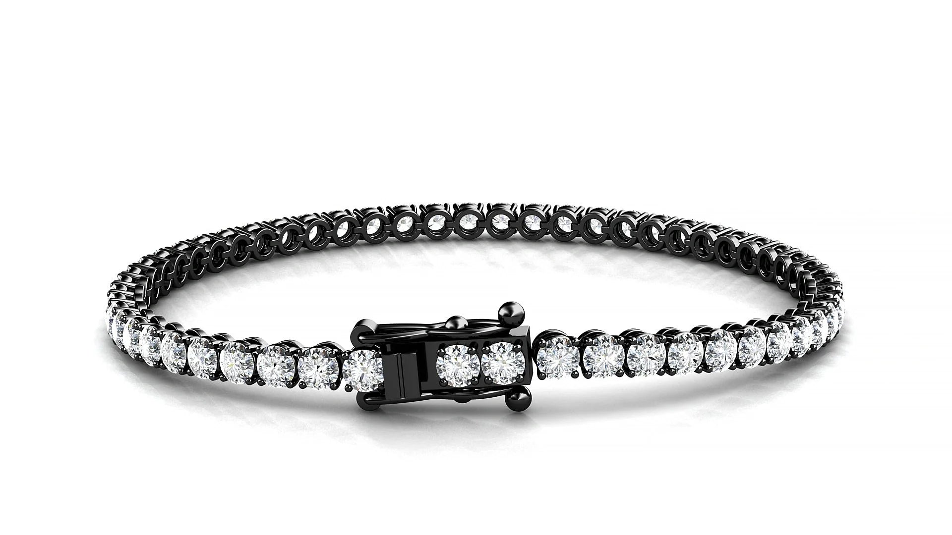 Firenze | 18k Black Gold 3 mm Round Lab-Grown Diamond 18 cm Tennis Bracelet
