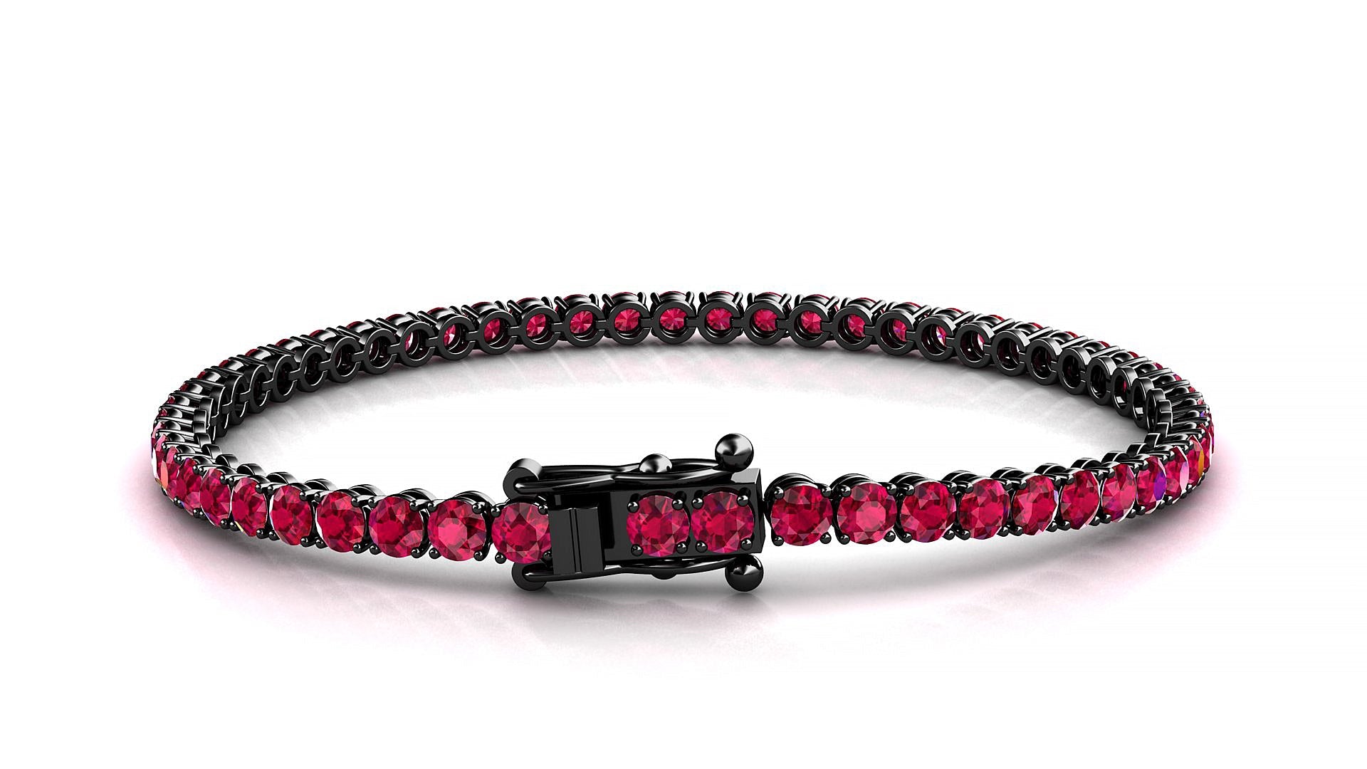 Firenze | 18k Black Gold 3 mm Round Natural Ruby Tennis Bracelet