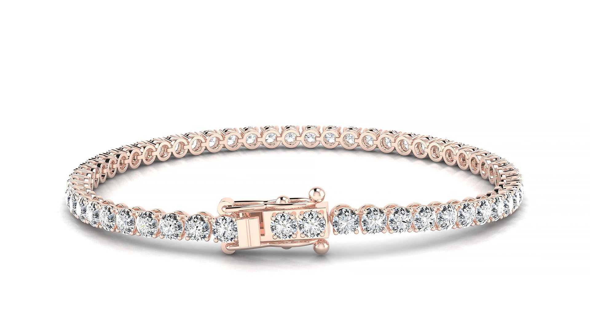 Firenze | 18k Rose Gold 3 mm Round Natural Diamond 15 cm Tennis Bracelet