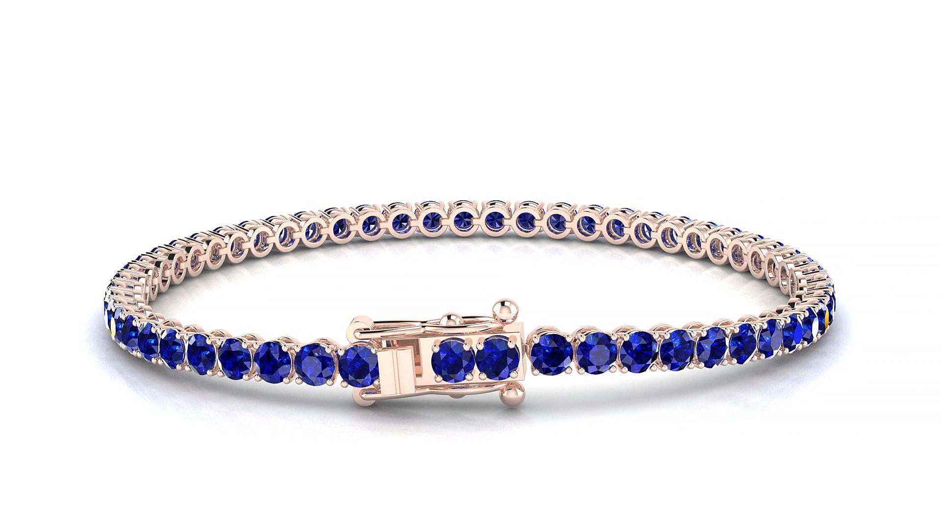 Firenze | 18k Rose Gold 3 mm Round Natural Sapphire 20 cm Tennis Bracelet