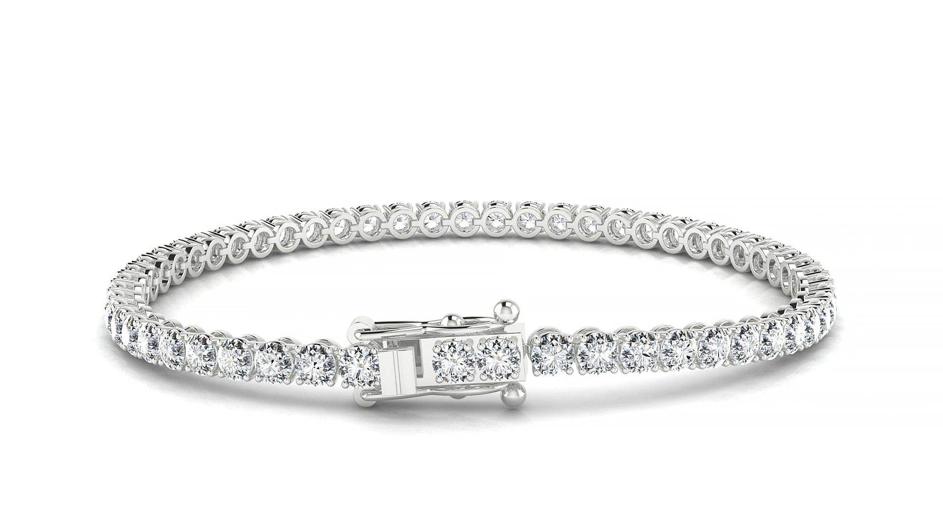 Firenze | 18k White Gold 3 mm Round Natural Diamond 17 cm Tennis Bracelet