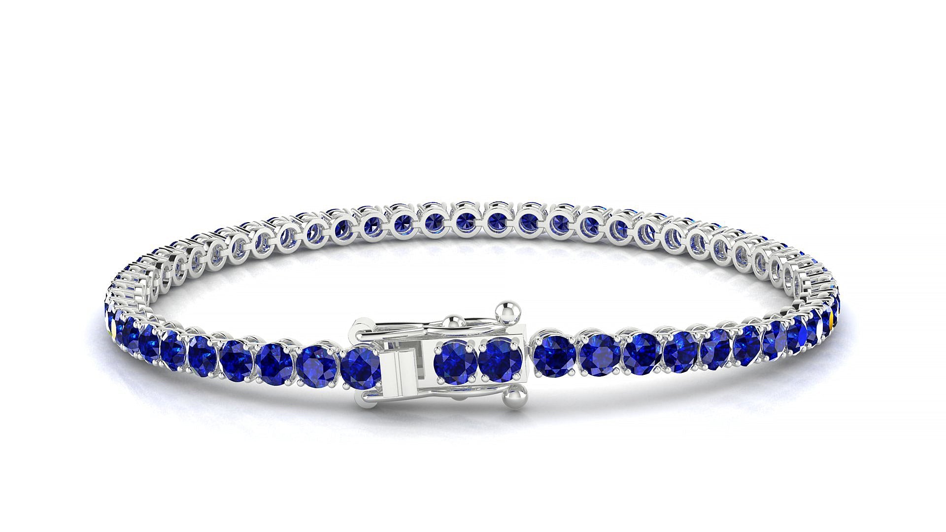 Firenze | 18k White Gold 3 mm Round Natural Sapphire Tennis Bracelet