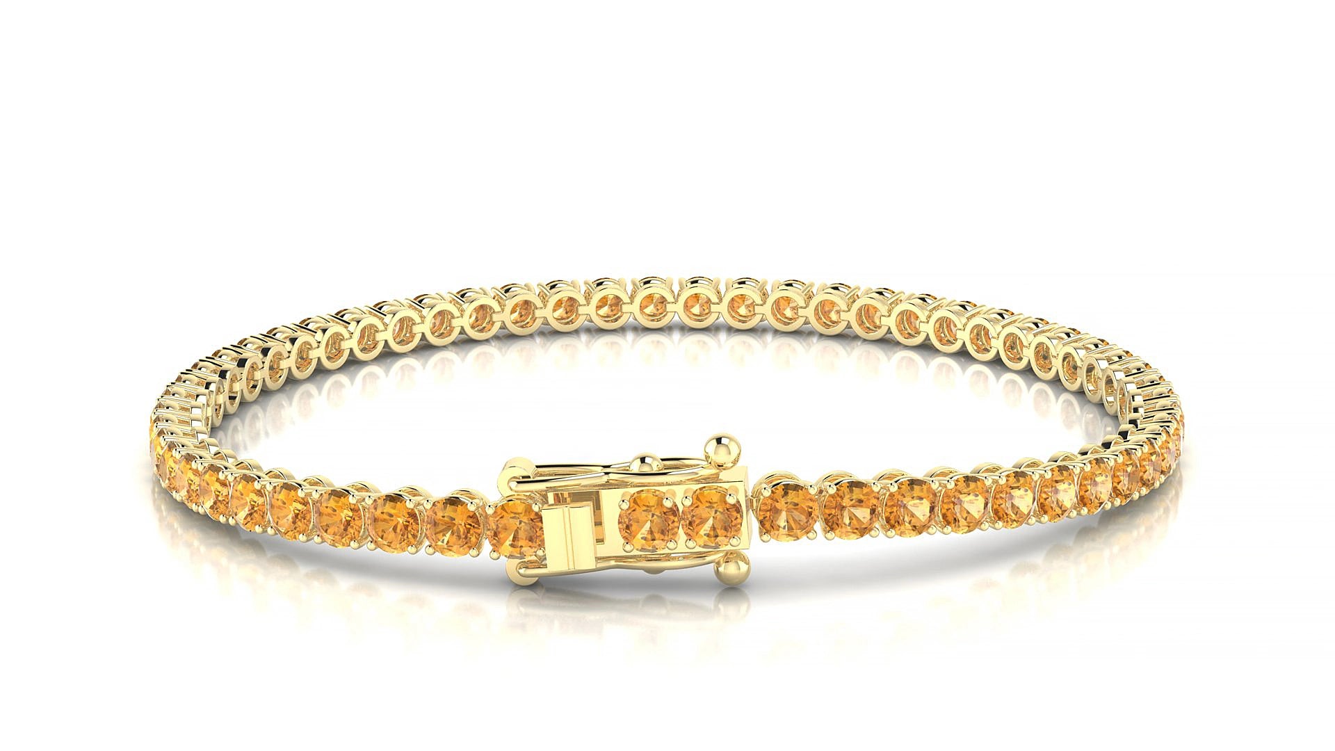 Firenze | 18k Yellow Gold 3 mm Round Natural Citrine 20 cm Tennis Bracelet