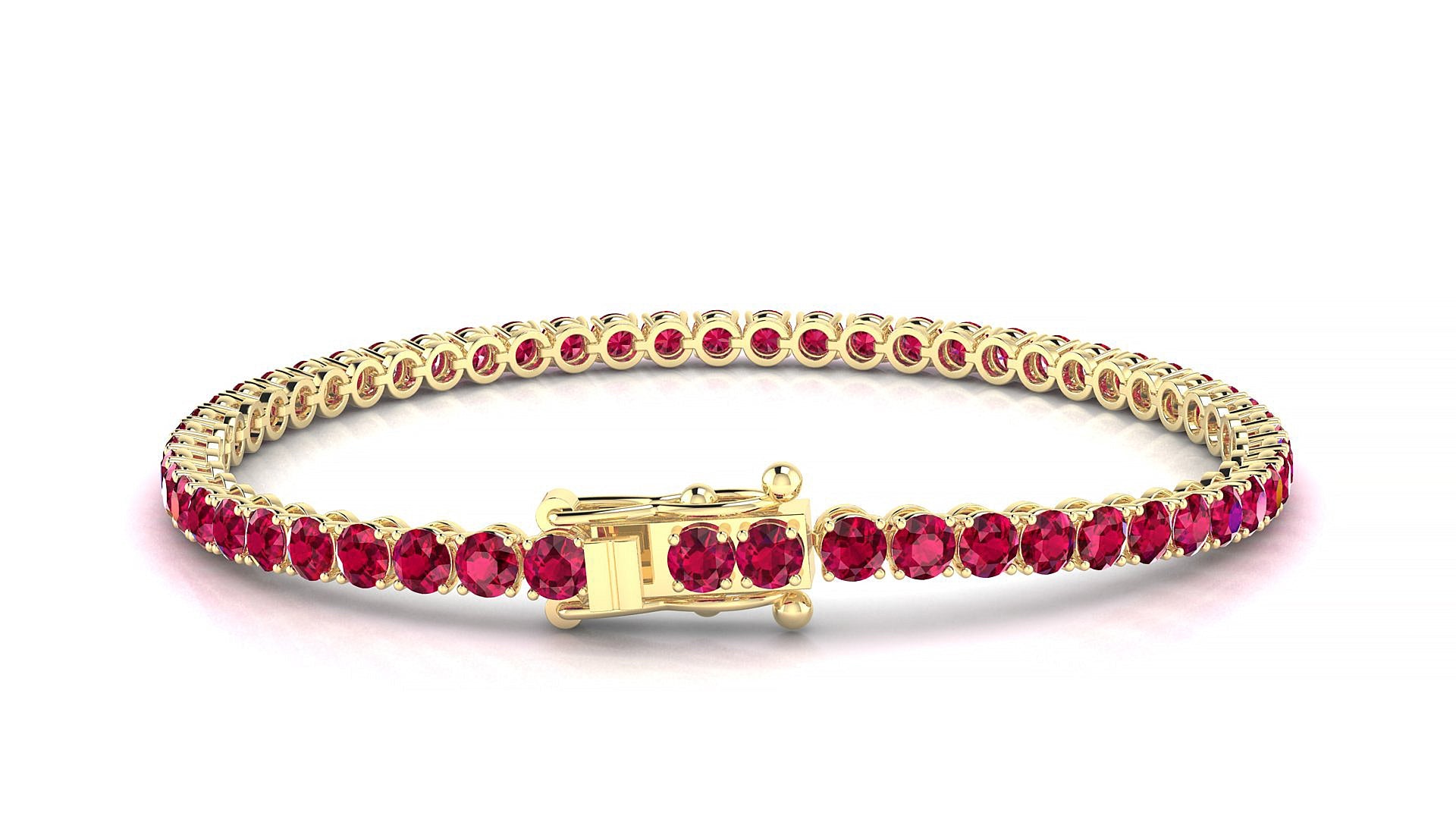 Firenze | 18k Yellow Gold 3 mm Round Natural Ruby Tennis Bracelet