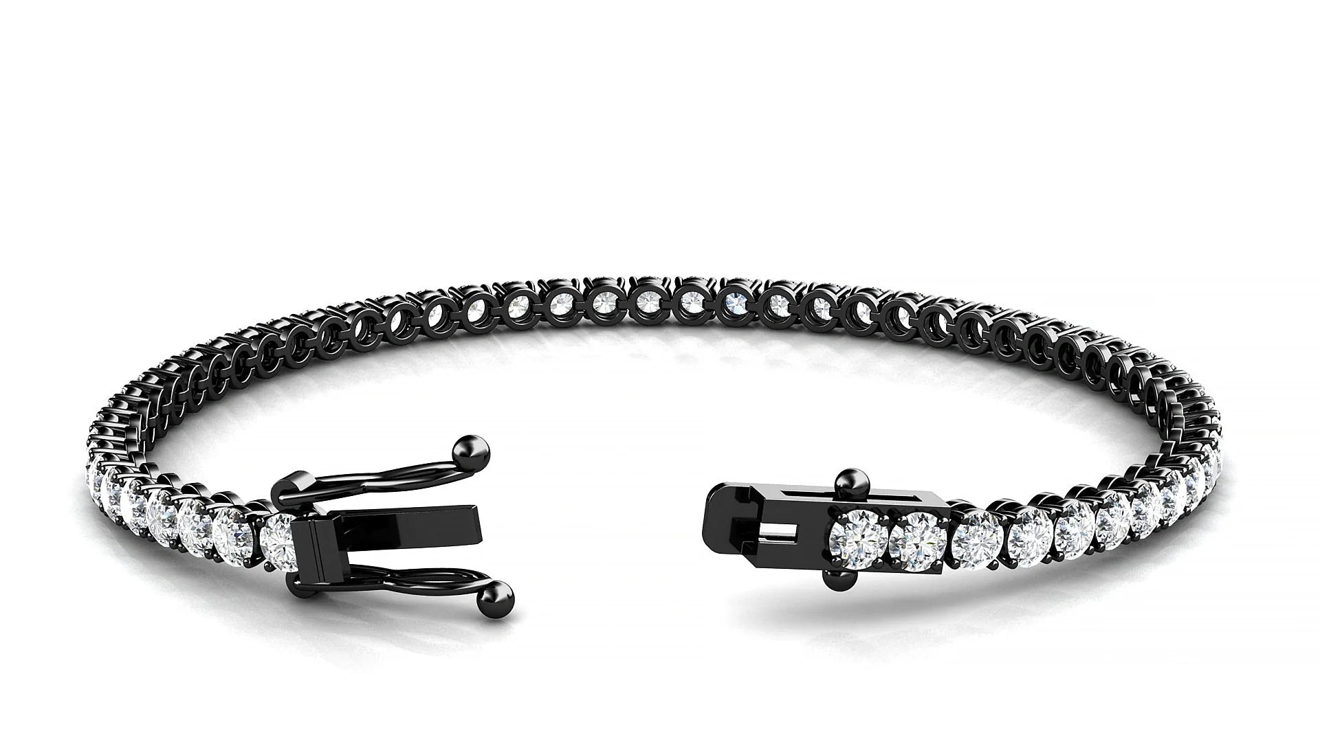 Firenze | 18k Black Gold 3 mm Round Lab-Grown Diamond 18 cm Tennis Bracelet