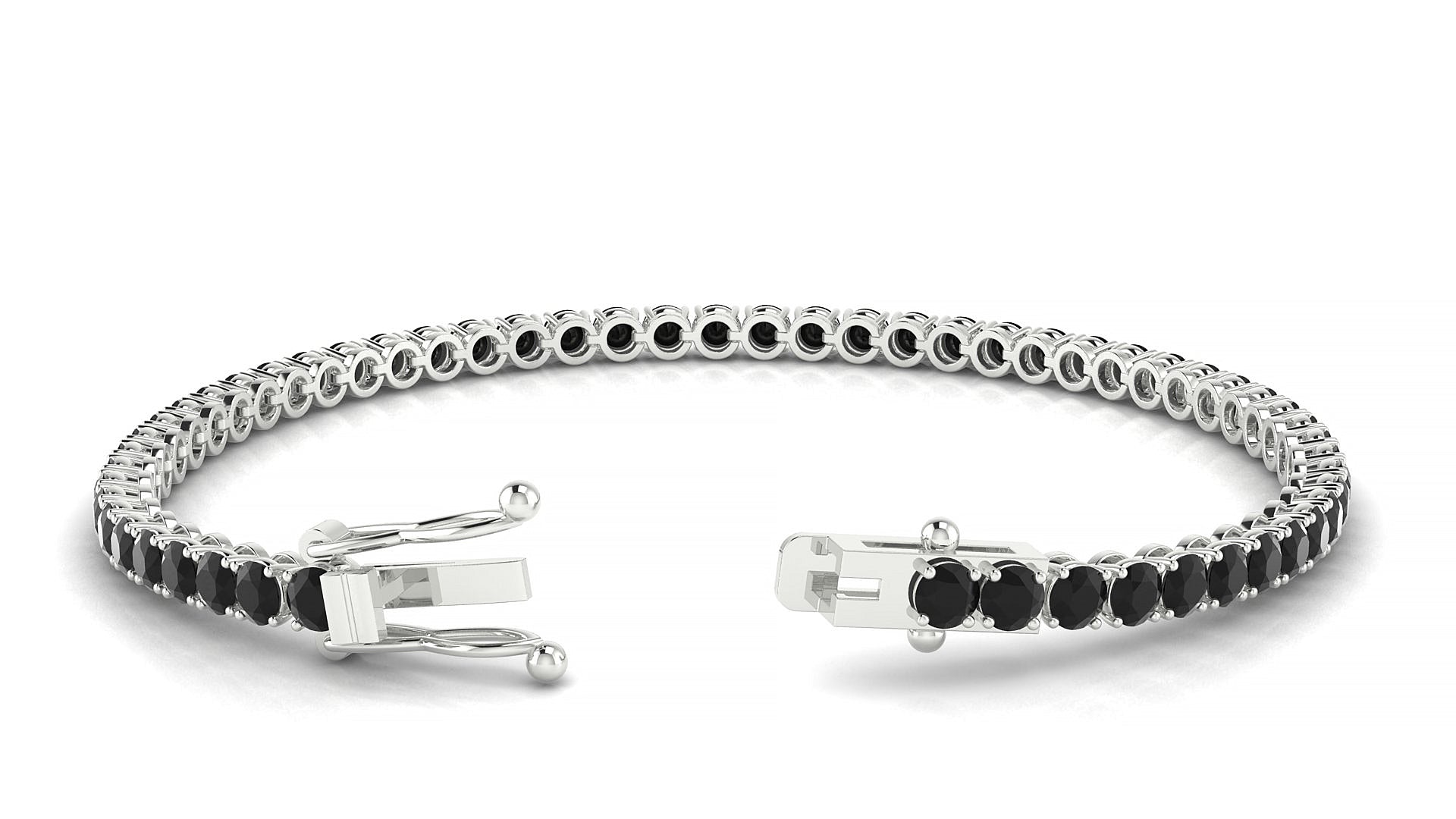 Firenze | 18k White Gold 3 mm Round Natural Black Diamond Tennis Bracelet