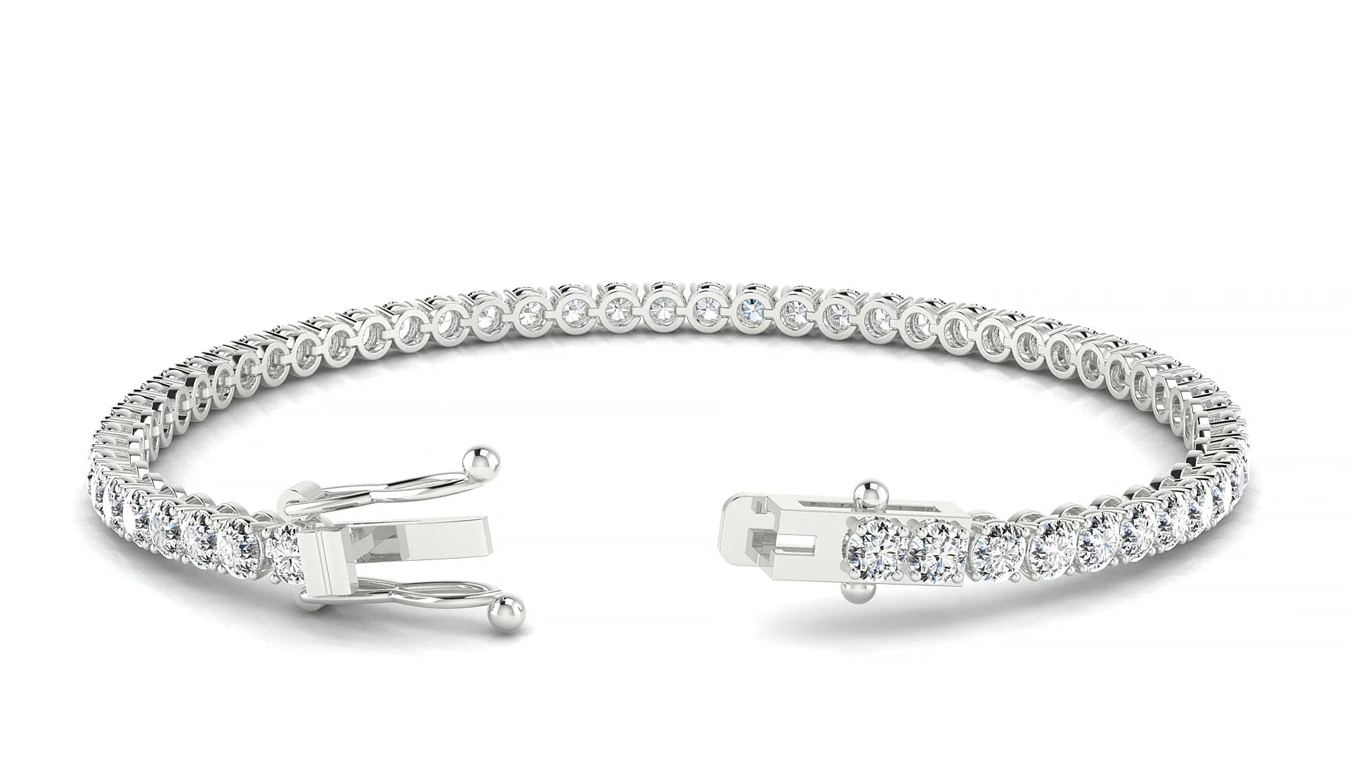 Firenze | 18k White Gold 3 mm Round Lab-Grown Diamond 18 cm Tennis Bracelet