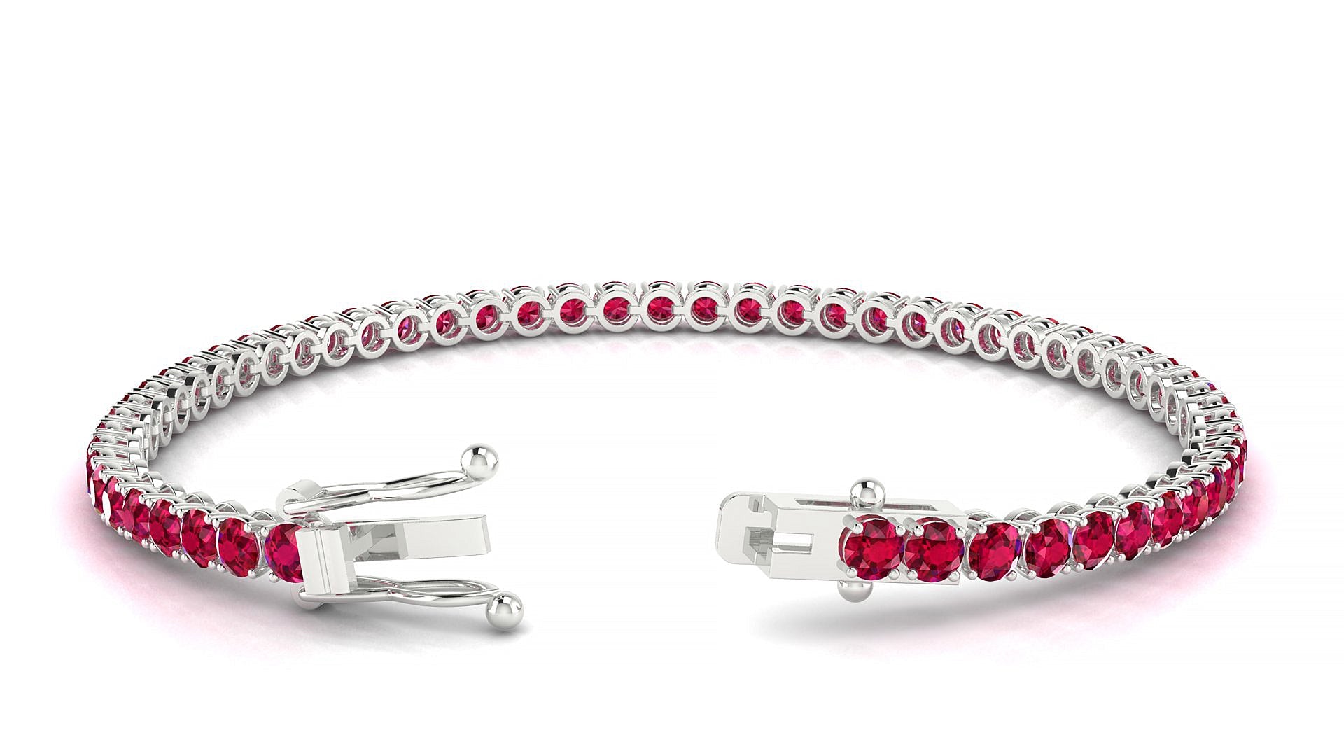 Firenze | 18k White Gold 3 mm Round Natural Ruby Tennis Bracelet