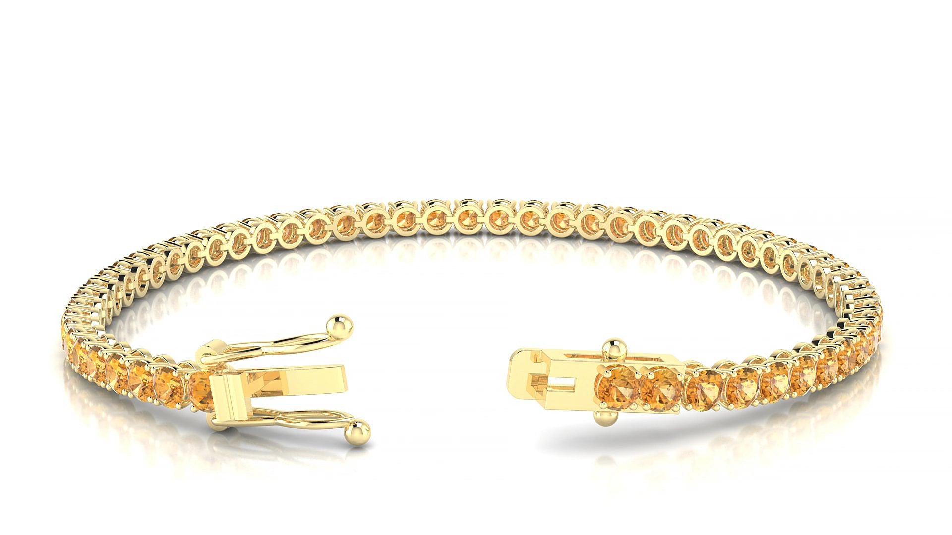 Firenze | 18k Yellow Gold 3 mm Round Natural Citrine 18 cm Tennis Bracelet