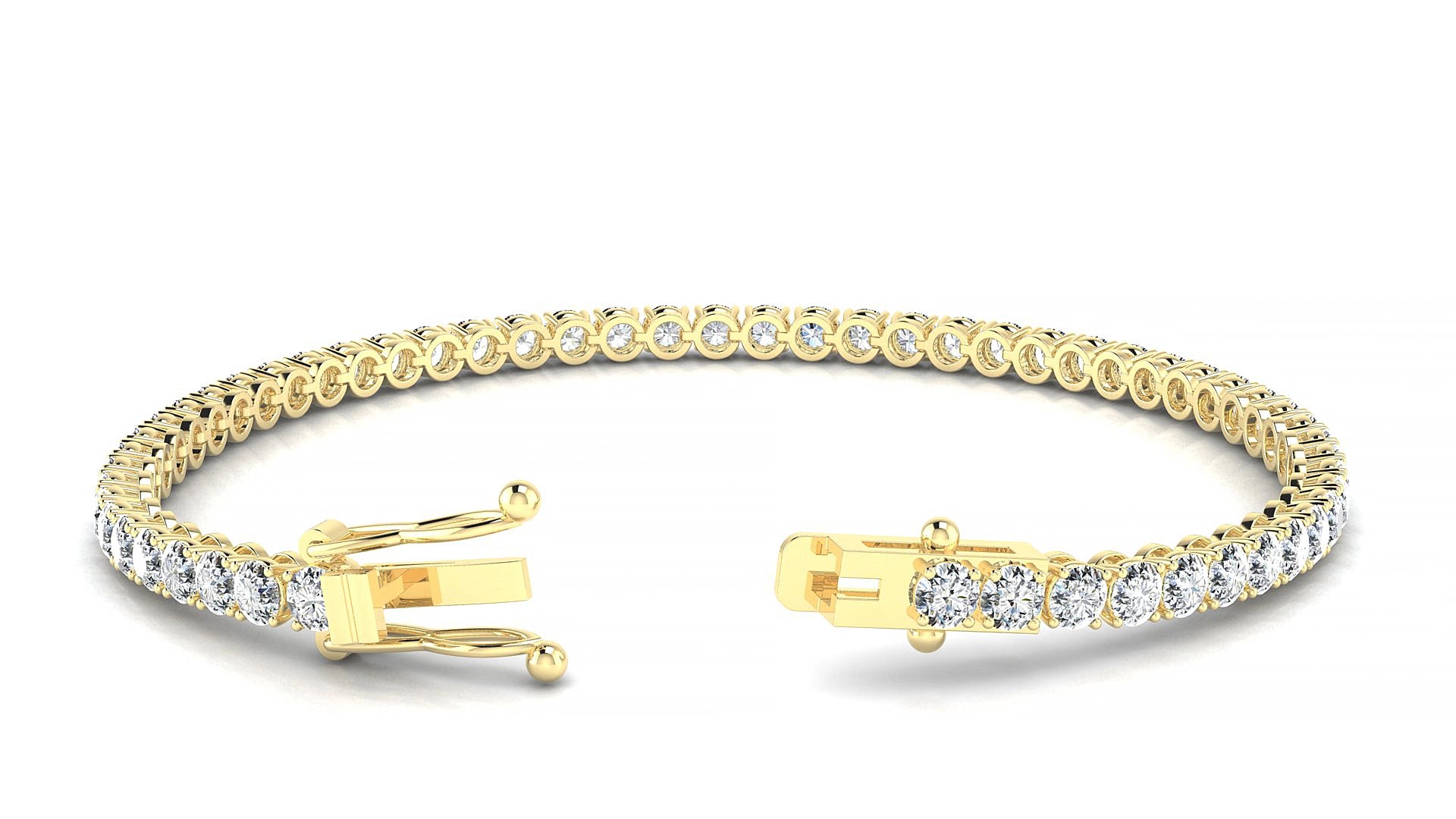 Firenze | 18k Yellow Gold 3 mm Round Natural Diamond 15 cm Tennis Bracelet