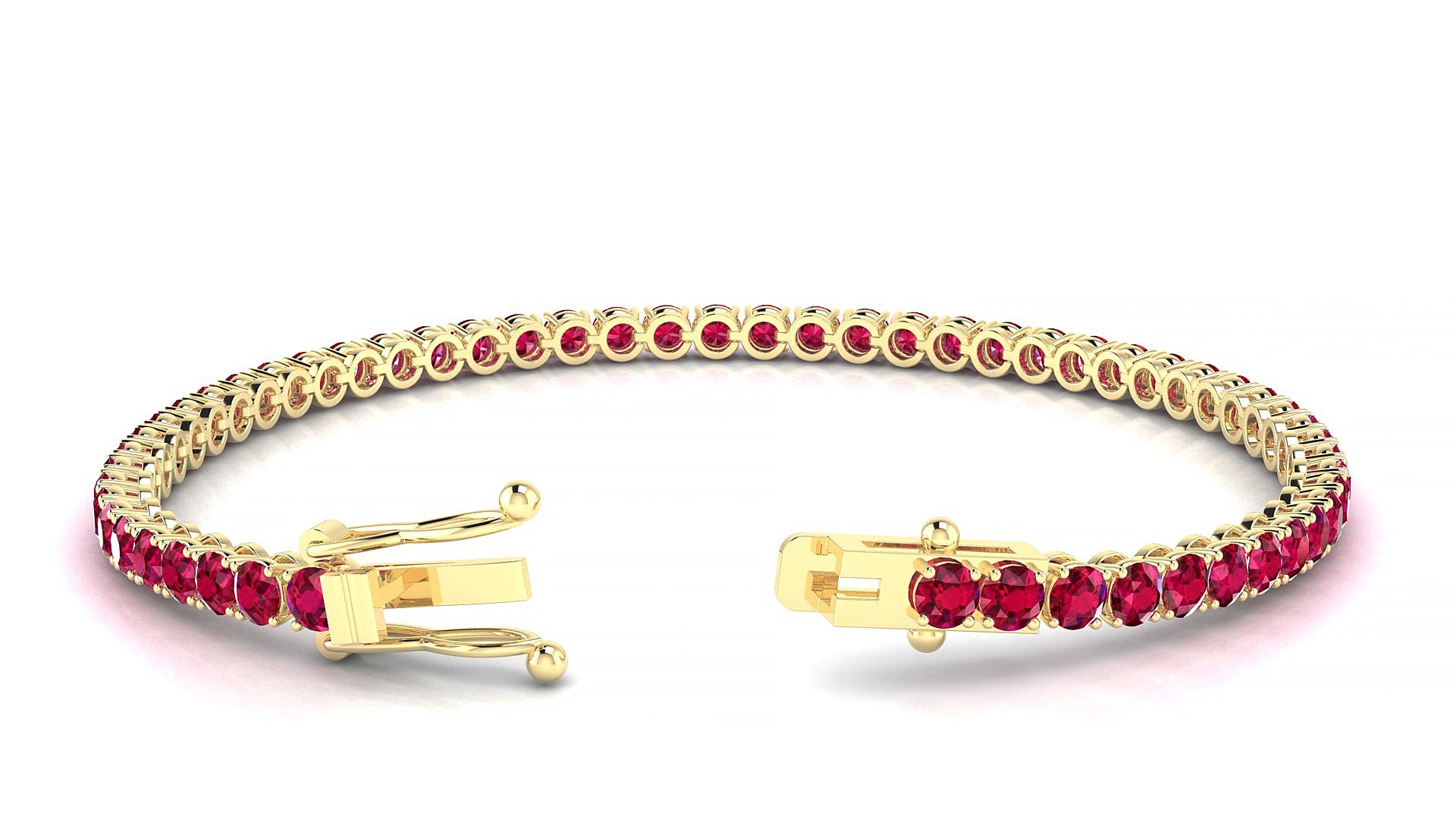 Firenze | 18k Yellow Gold 3 mm Round Natural Ruby 19 cm Tennis Bracelet