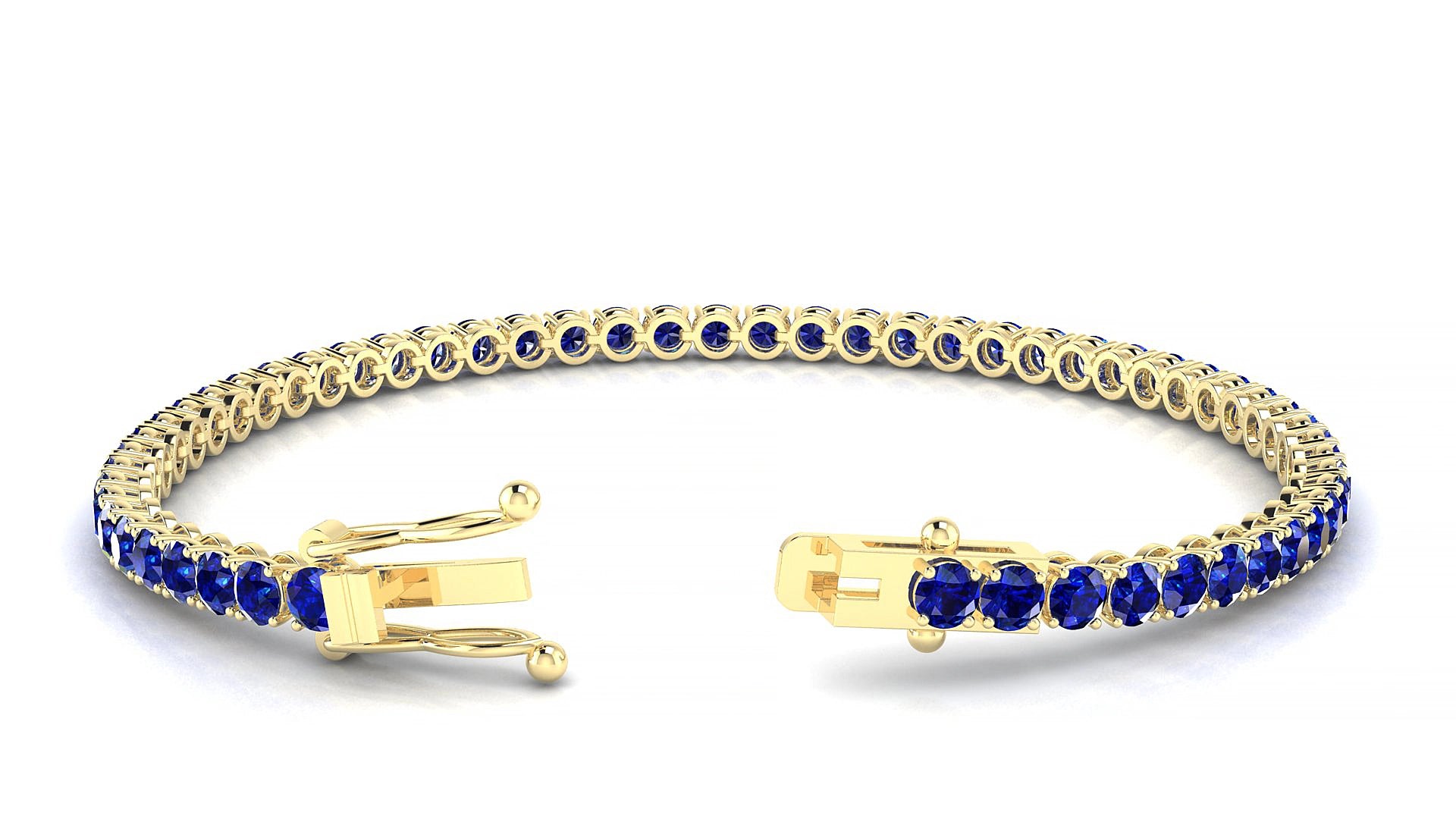 Firenze | 18k Yellow Gold 3 mm Round Natural Sapphire 19 cm Tennis Bracelet