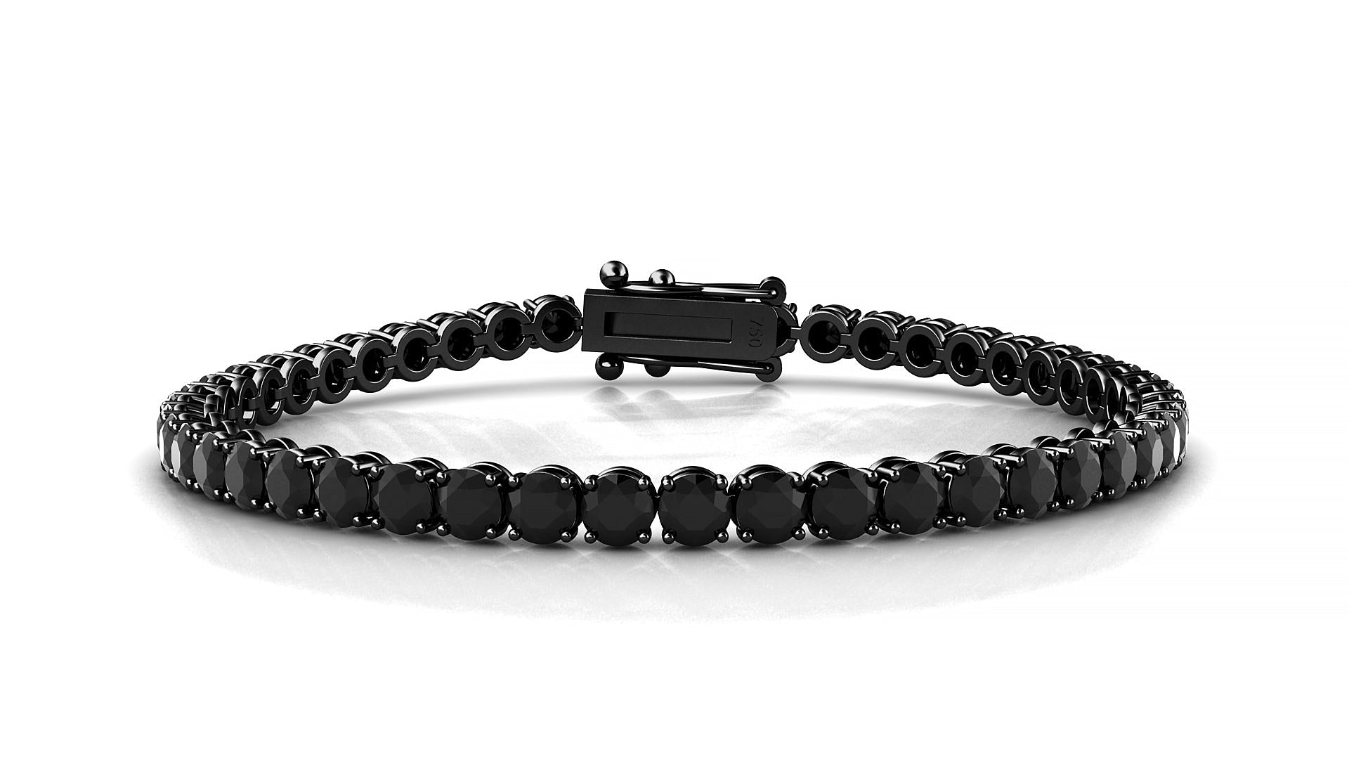 Firenze | 18k Black Gold 3.4 mm Round Natural Black Diamond Tennis Bracelet