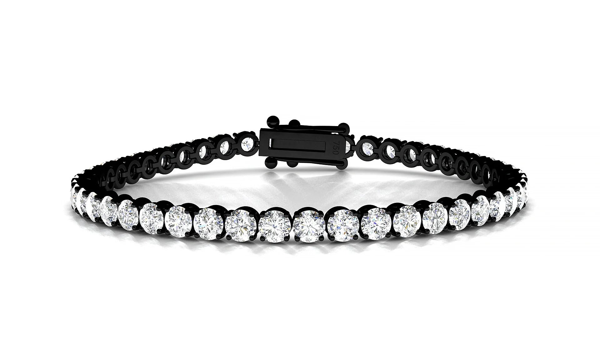 Firenze | 18k Black Gold 3.4 mm Round Lab-Grown Diamond 18 cm Tennis Bracelet