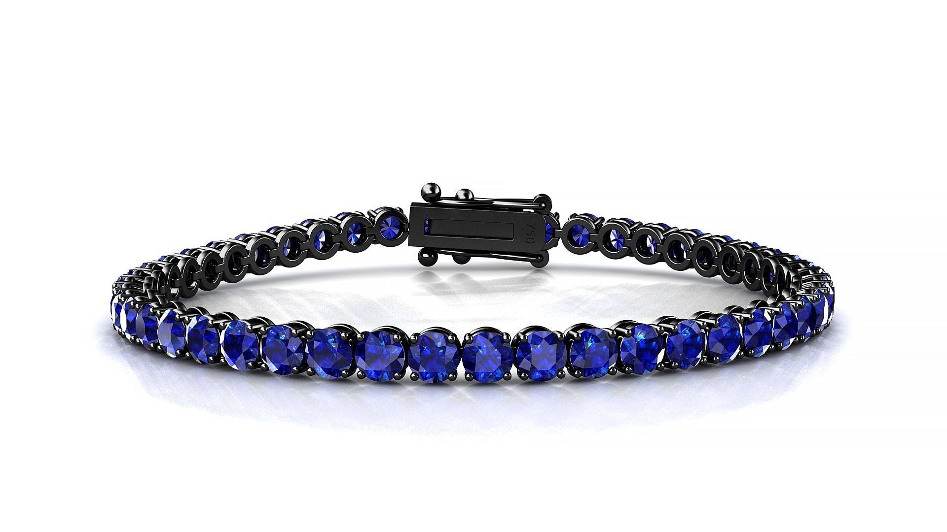 Firenze | 18k Black Gold 3.4 mm Round Natural Sapphire Tennis Bracelet