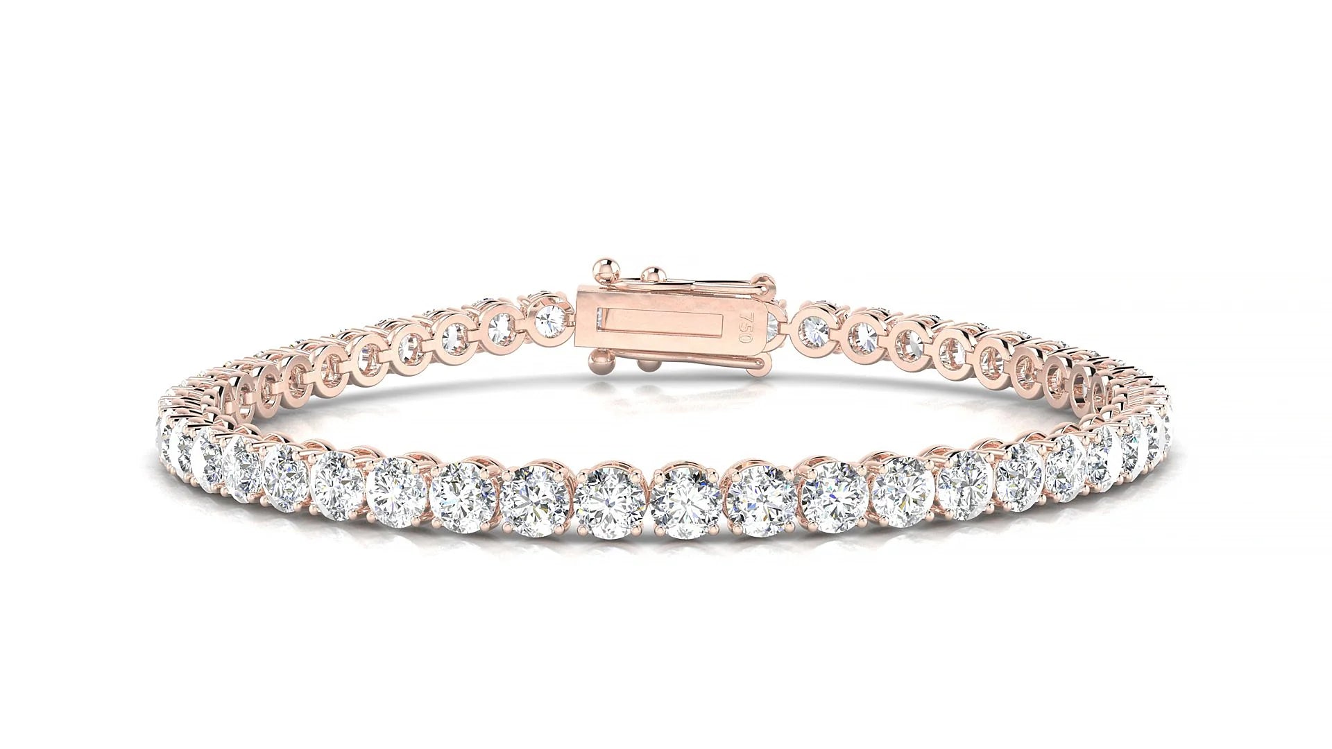 Firenze | 18k Rose Gold 3.4 mm Round Lab-Grown Diamond 18 cm Tennis Bracelet