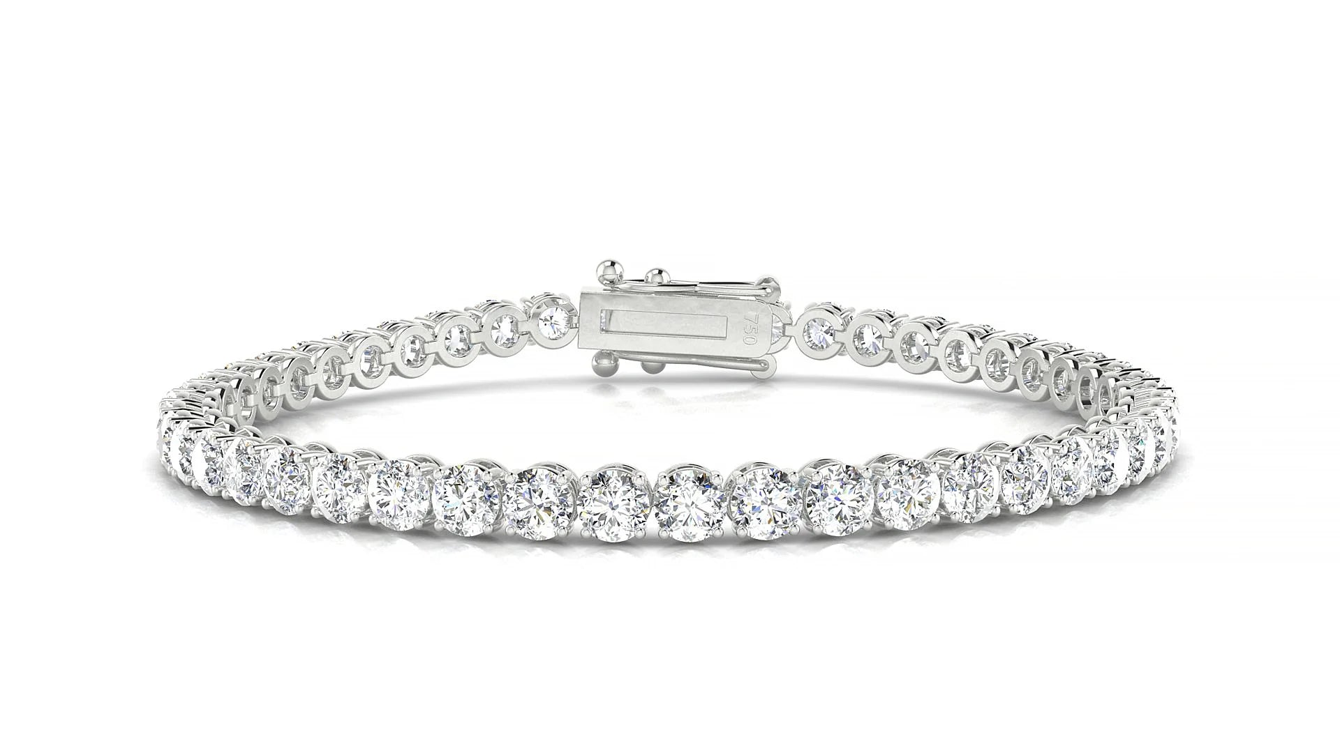 Firenze | 18k White Gold 3.4 mm Round Lab-Grown Diamond 18 cm Tennis Bracelet